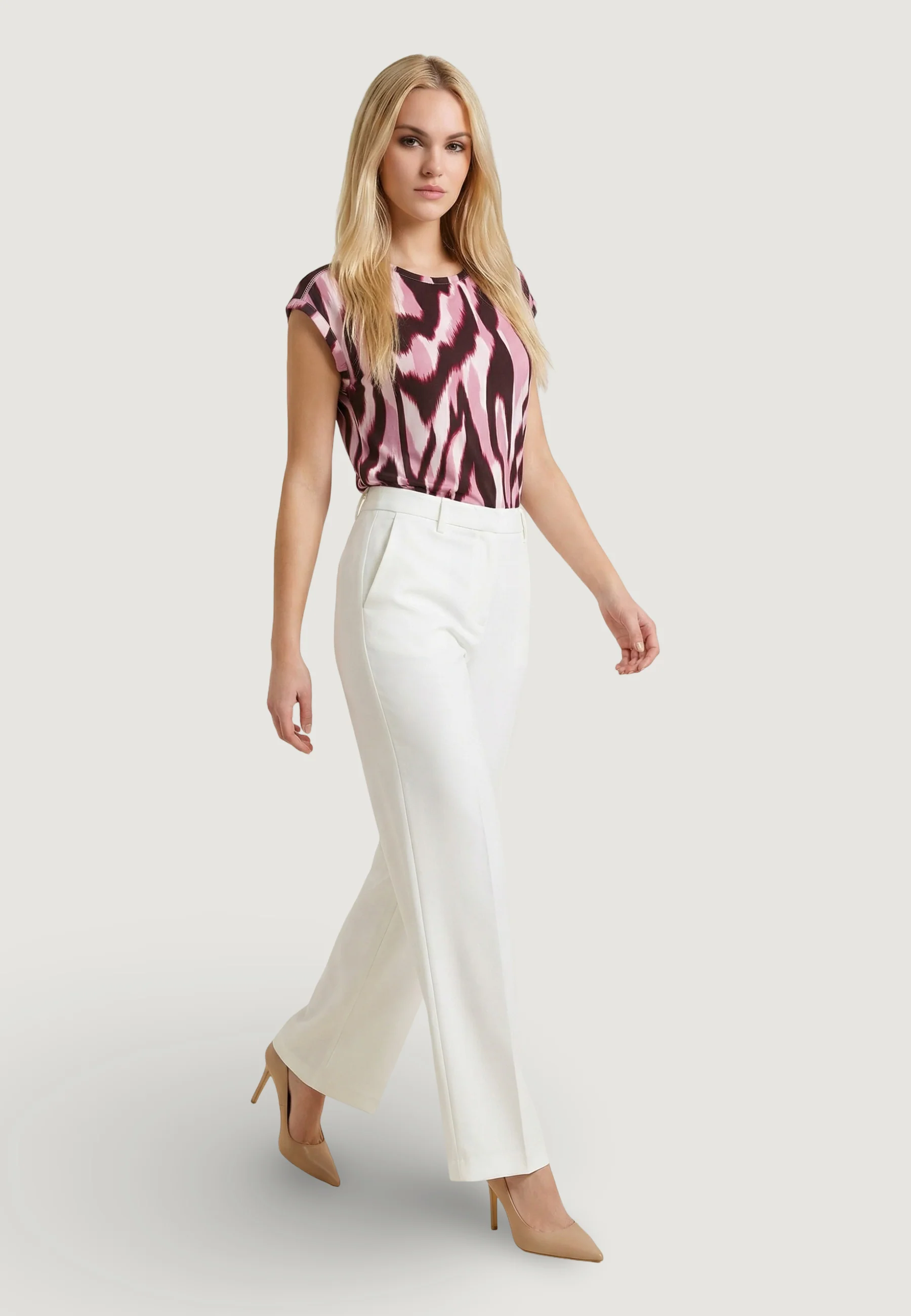 Blusa manica corta Street One Roundneck shirtblouse w tape
