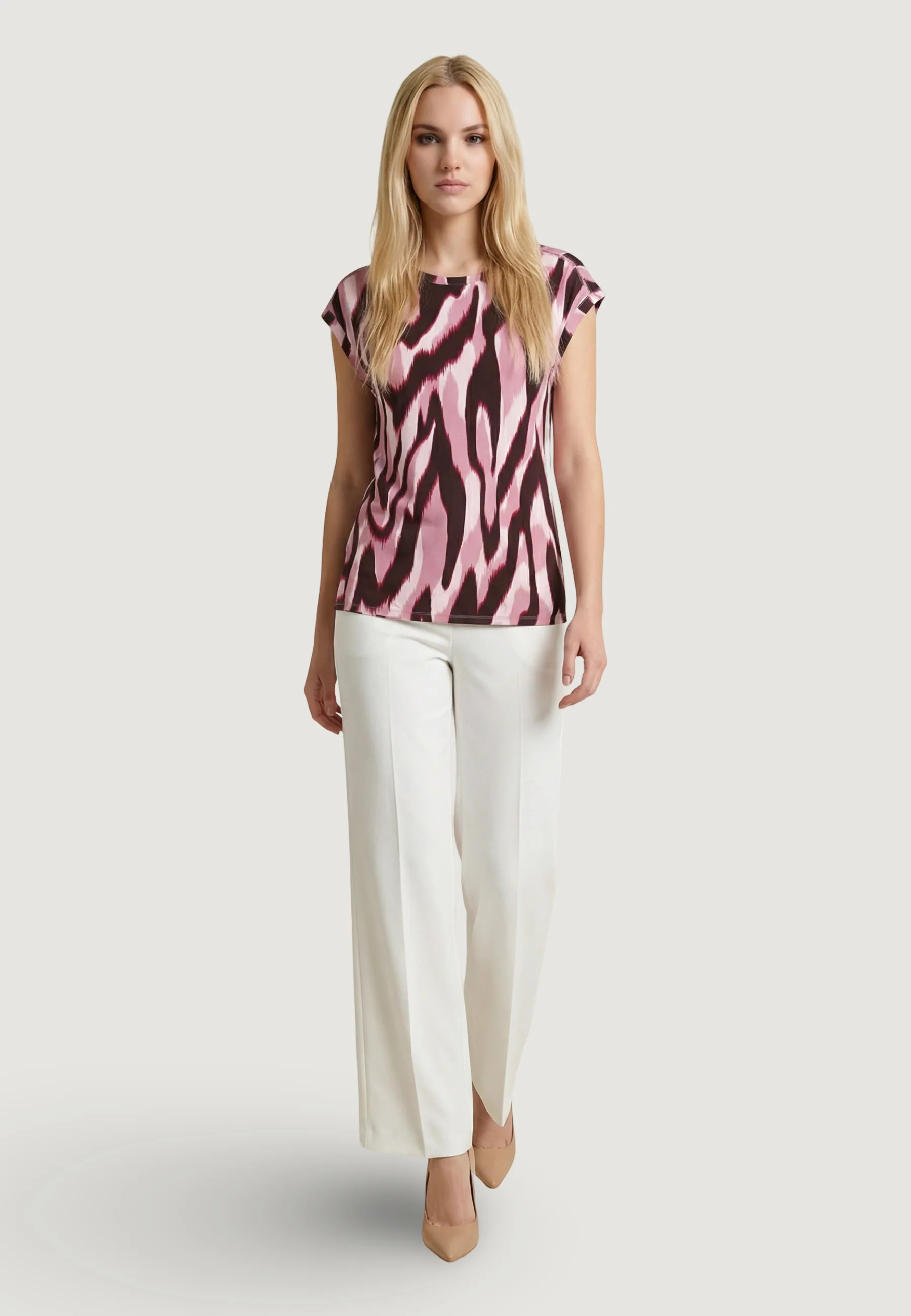 Blusa manica corta Street One Roundneck shirtblouse w tape - Image 3