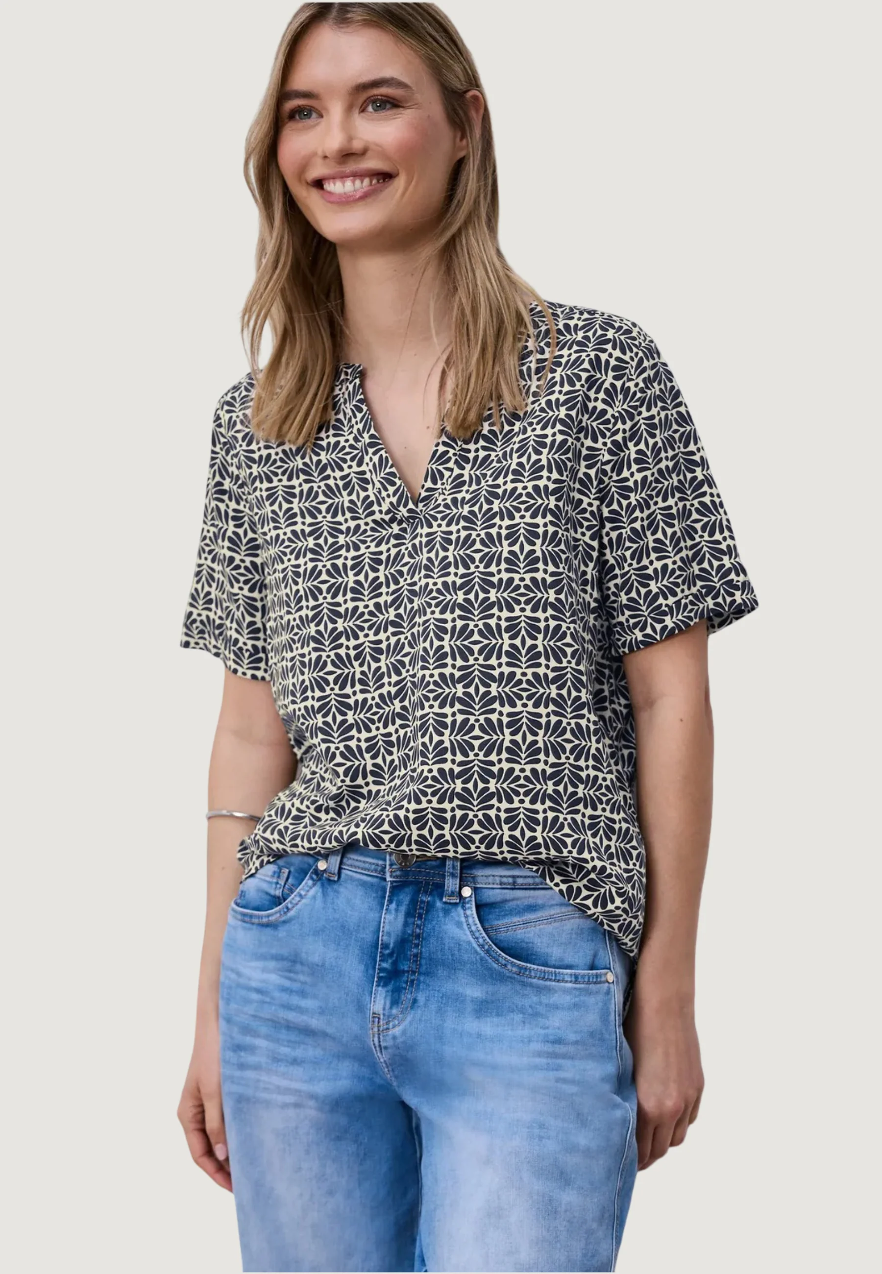 Blusa manica corta Street One Splitneck blouse w