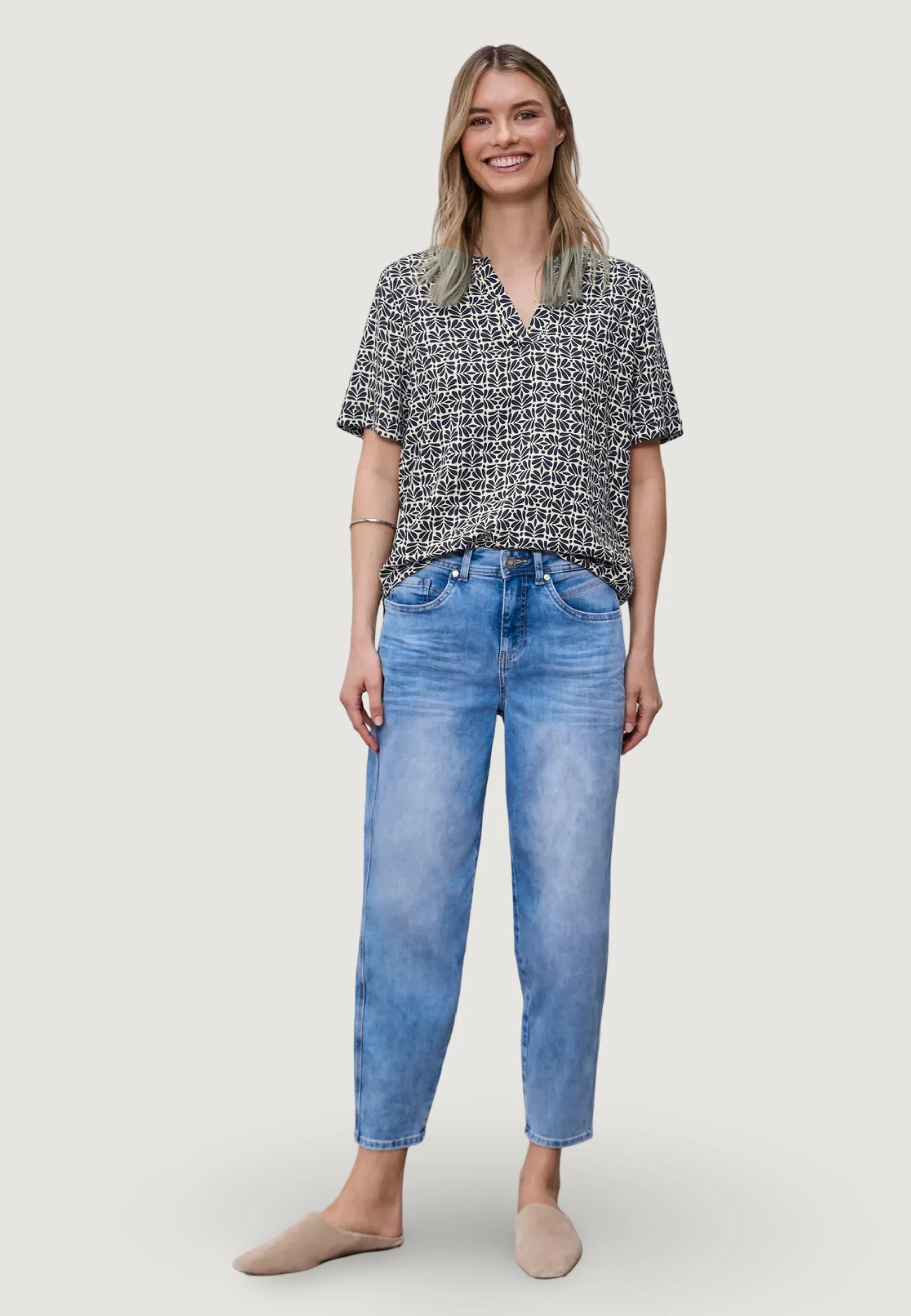Blusa manica corta Street One Splitneck blouse w - Image 4