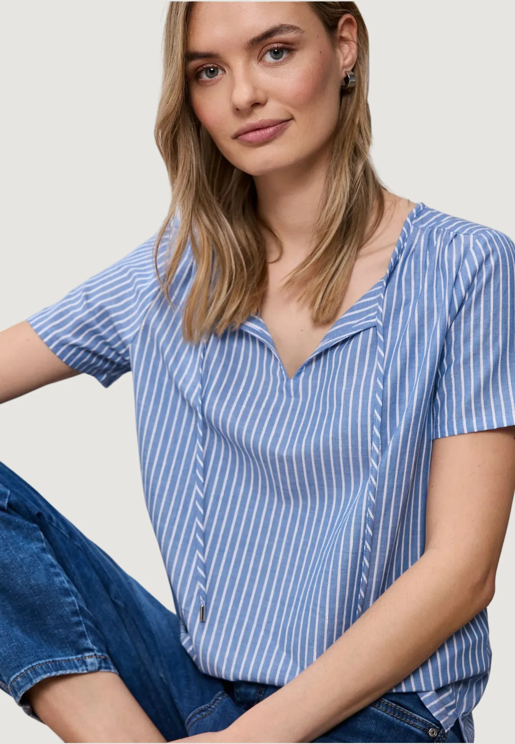 Blusa manica corta Street One Striped Shirtblouse - Image 4