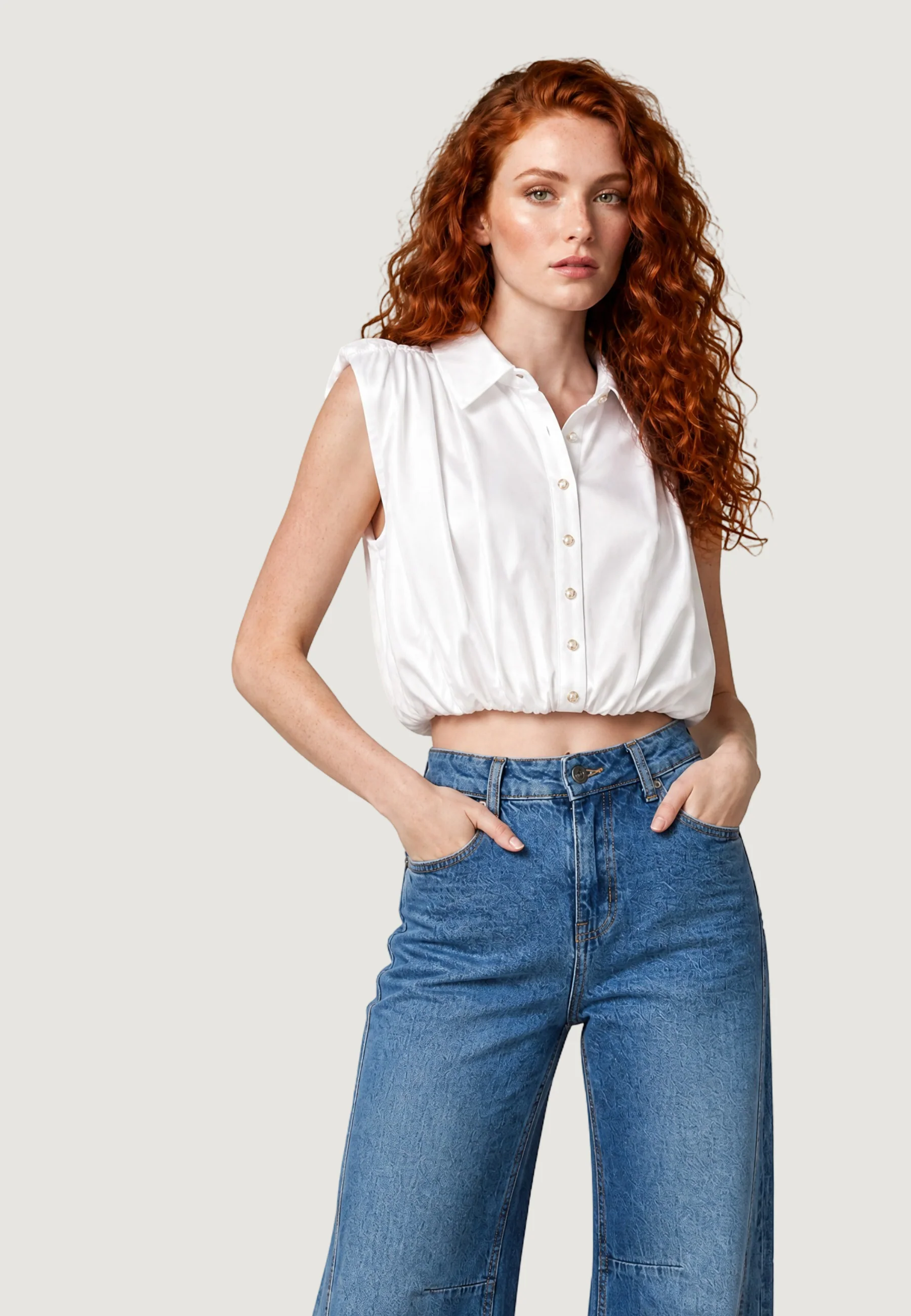 Camicia manica corta I am Blusa Tencel Smanicata - Image 2