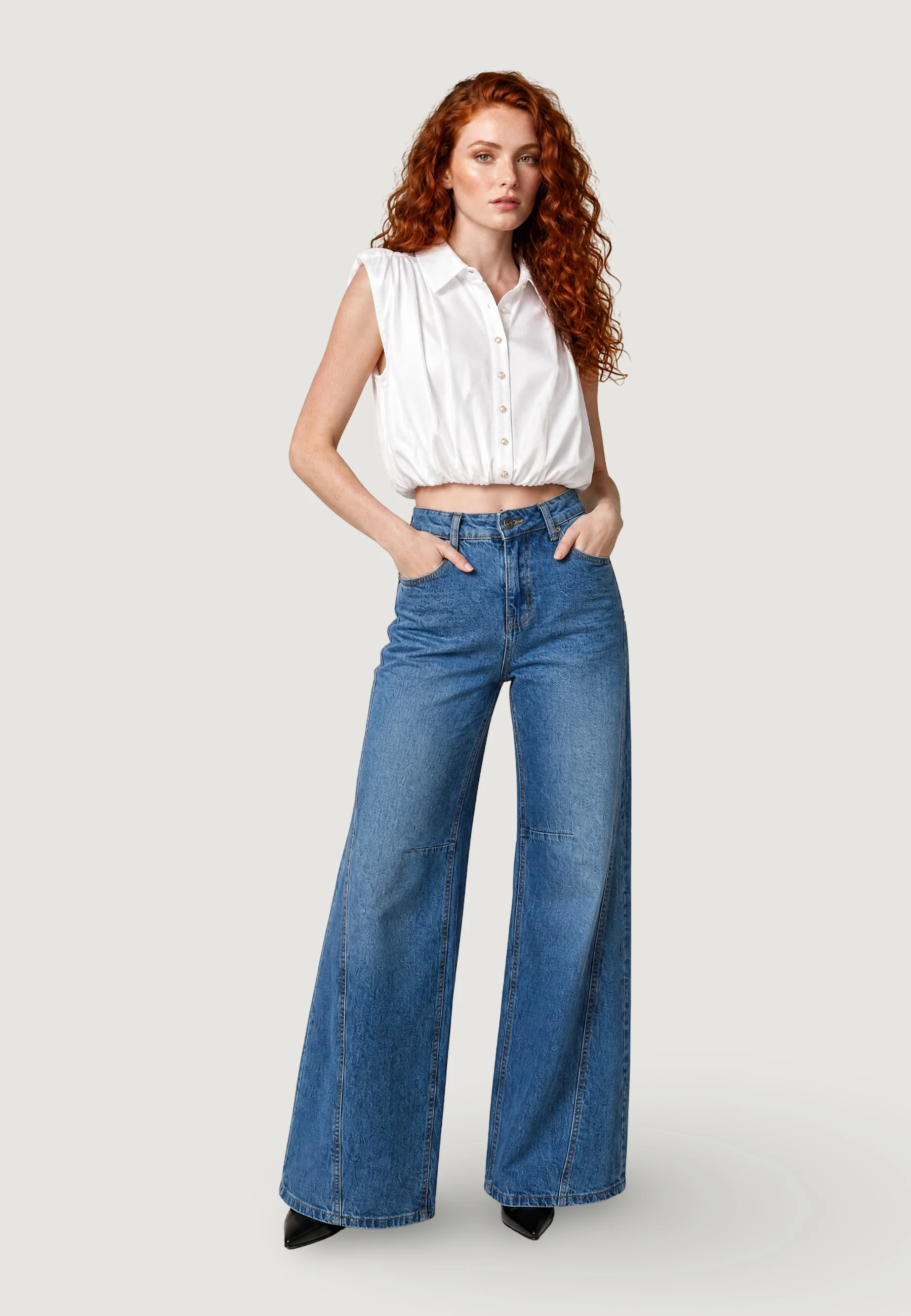Camicia manica corta I am Blusa Tencel Smanicata - Image 3