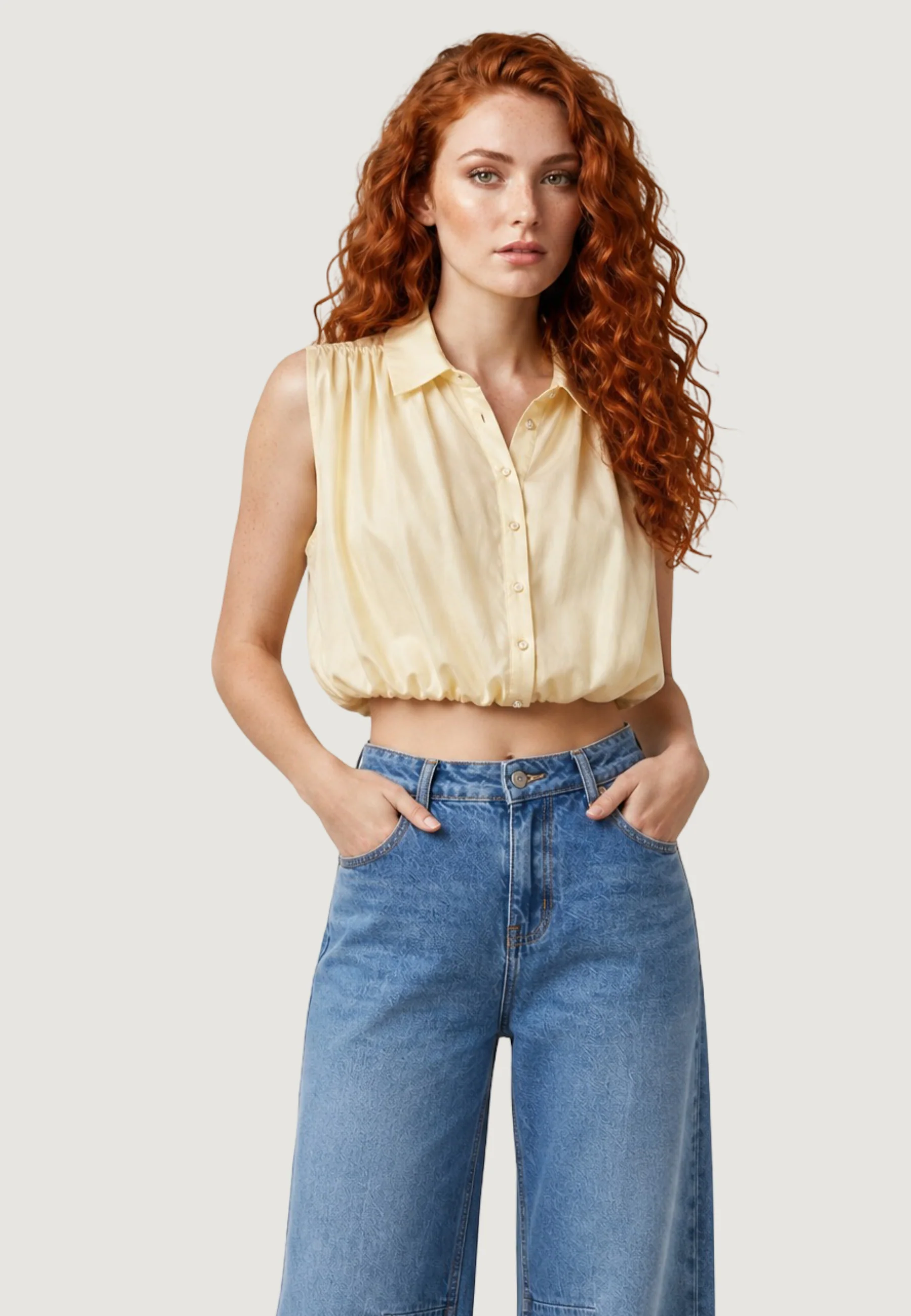 Camicia manica corta I am Blusa Tencel Smanicata - Image 2