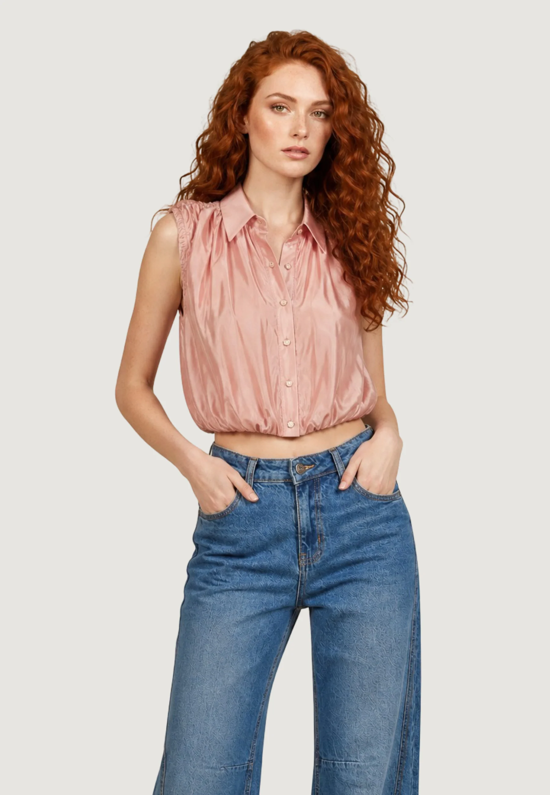 Camicia manica corta I am Blusa Tencel Smanicata - Image 2