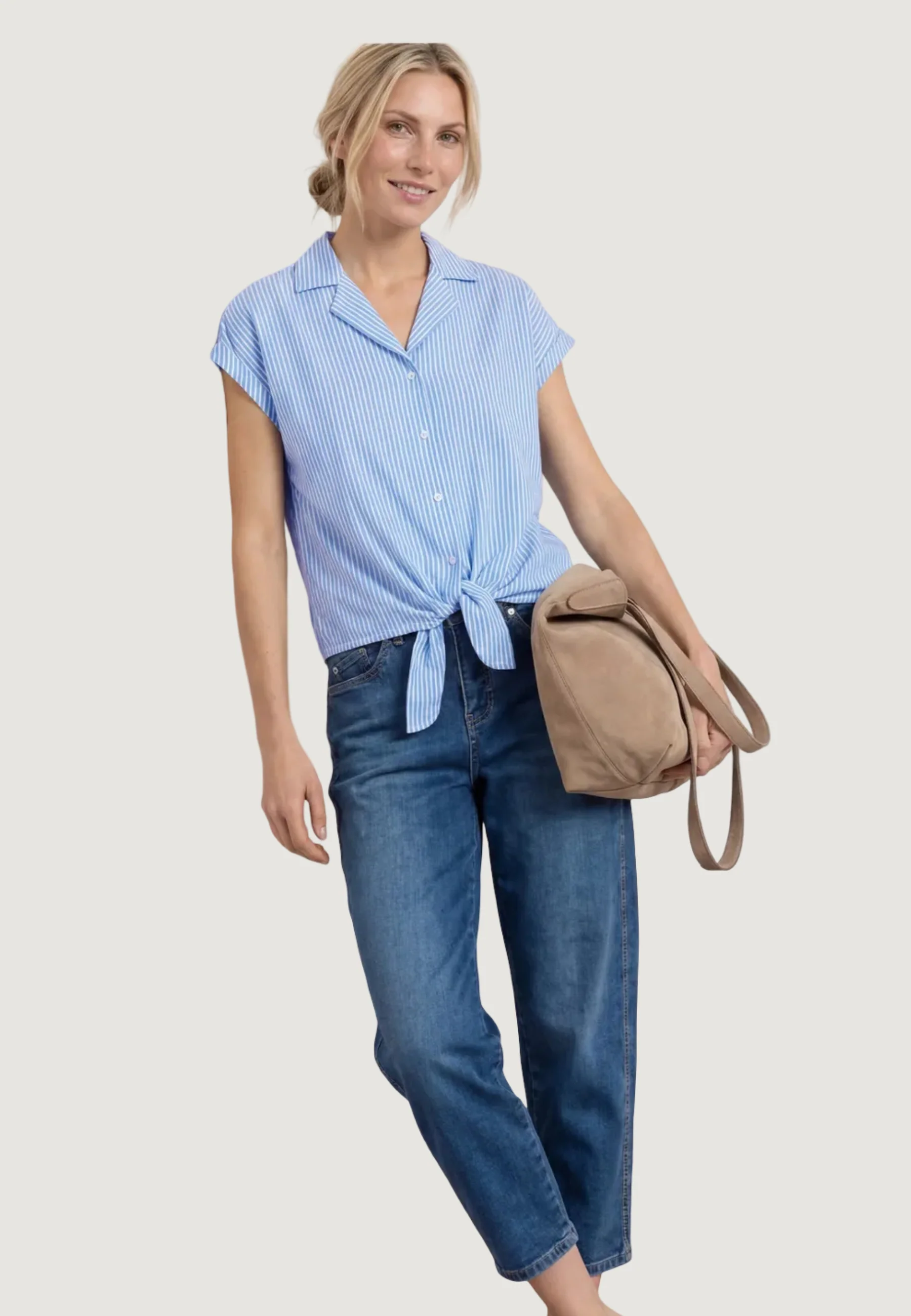 Camicia manica corta Street One Striped Buttoned blouse w bowling - Image 4