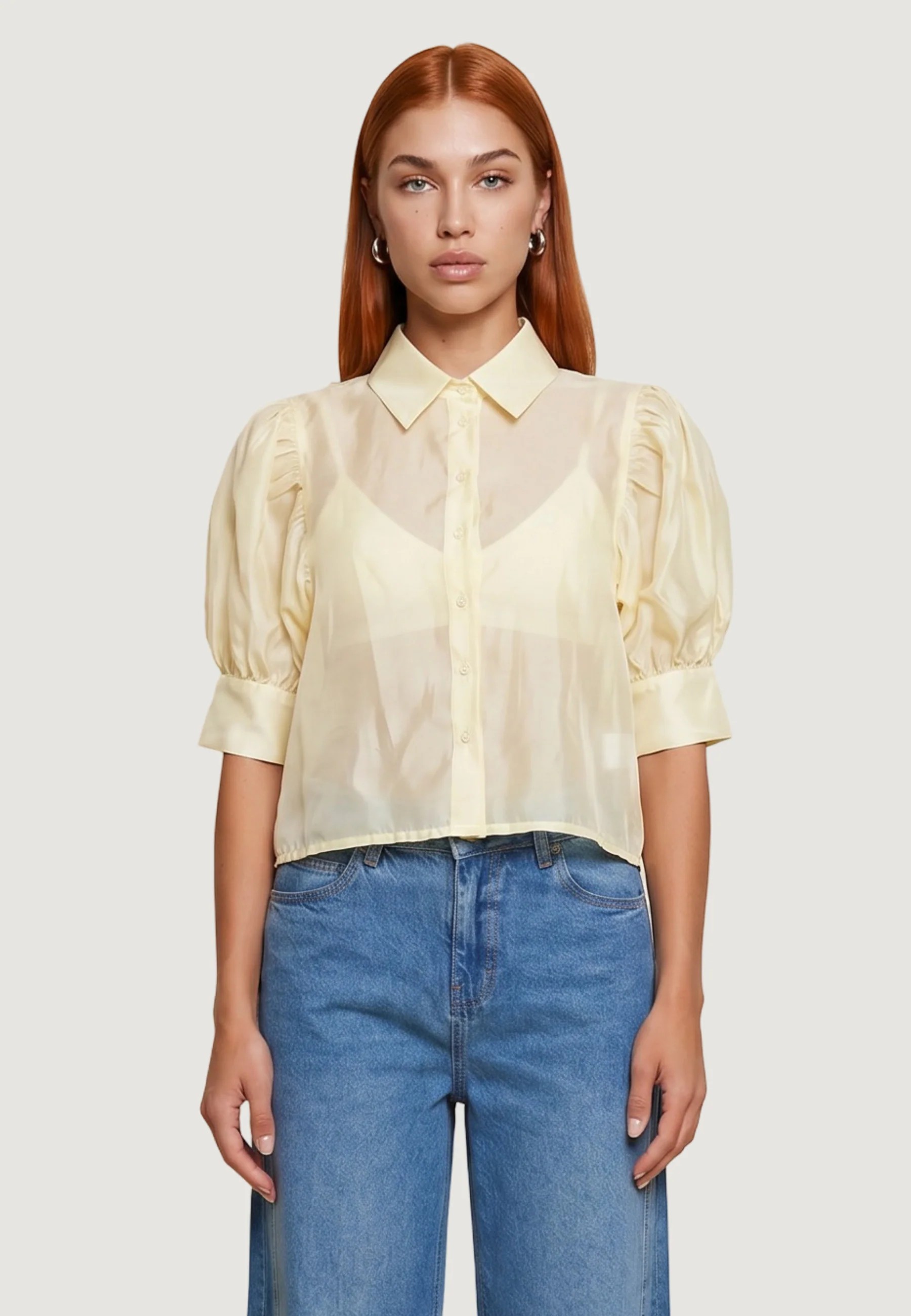 Camicia manica lunga I am Camicia Cotone Maniche Balloon