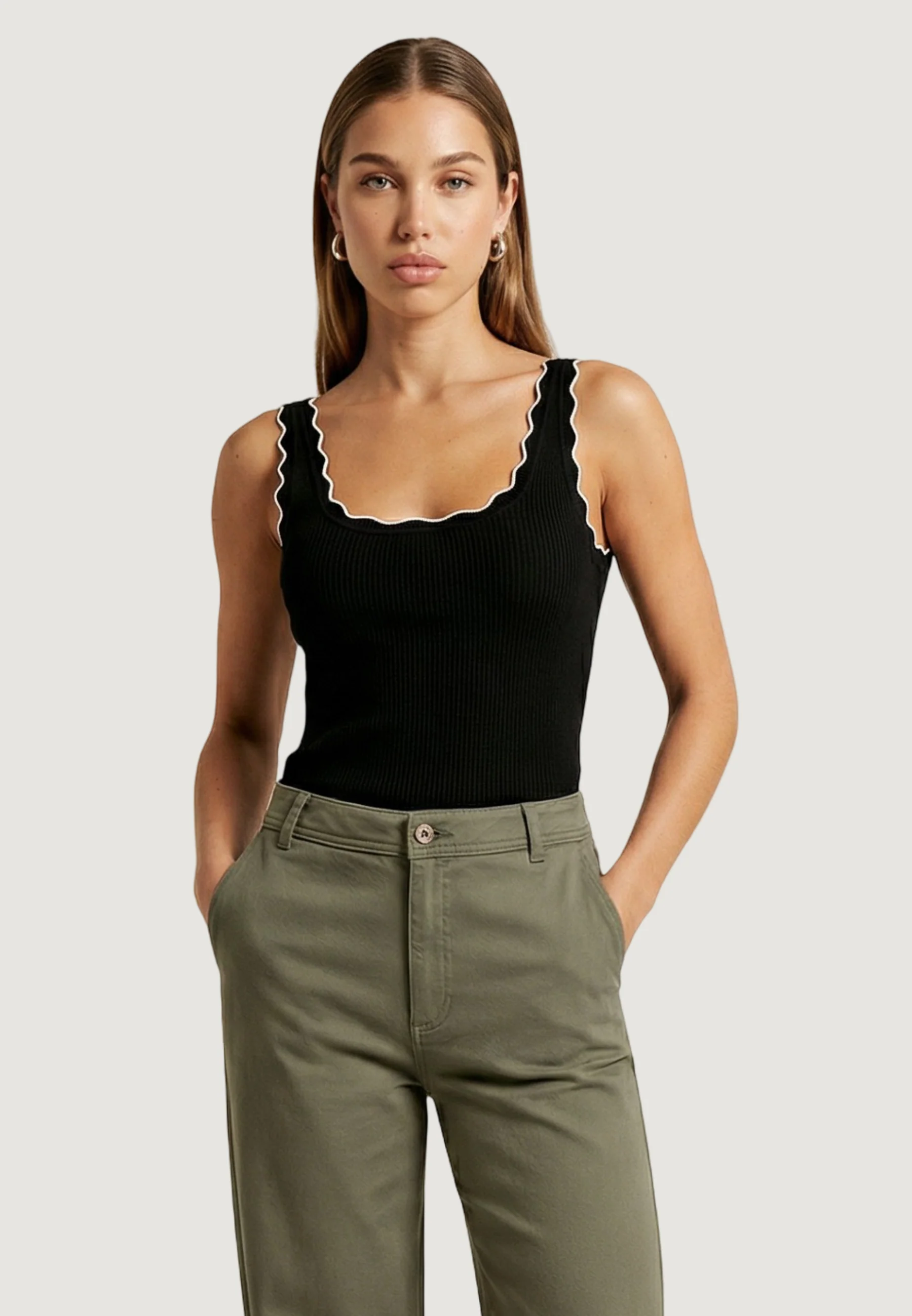 Canotta Jacqueline de Yong JDYNANNA S/L SCALLOP EDGE TOP KNT