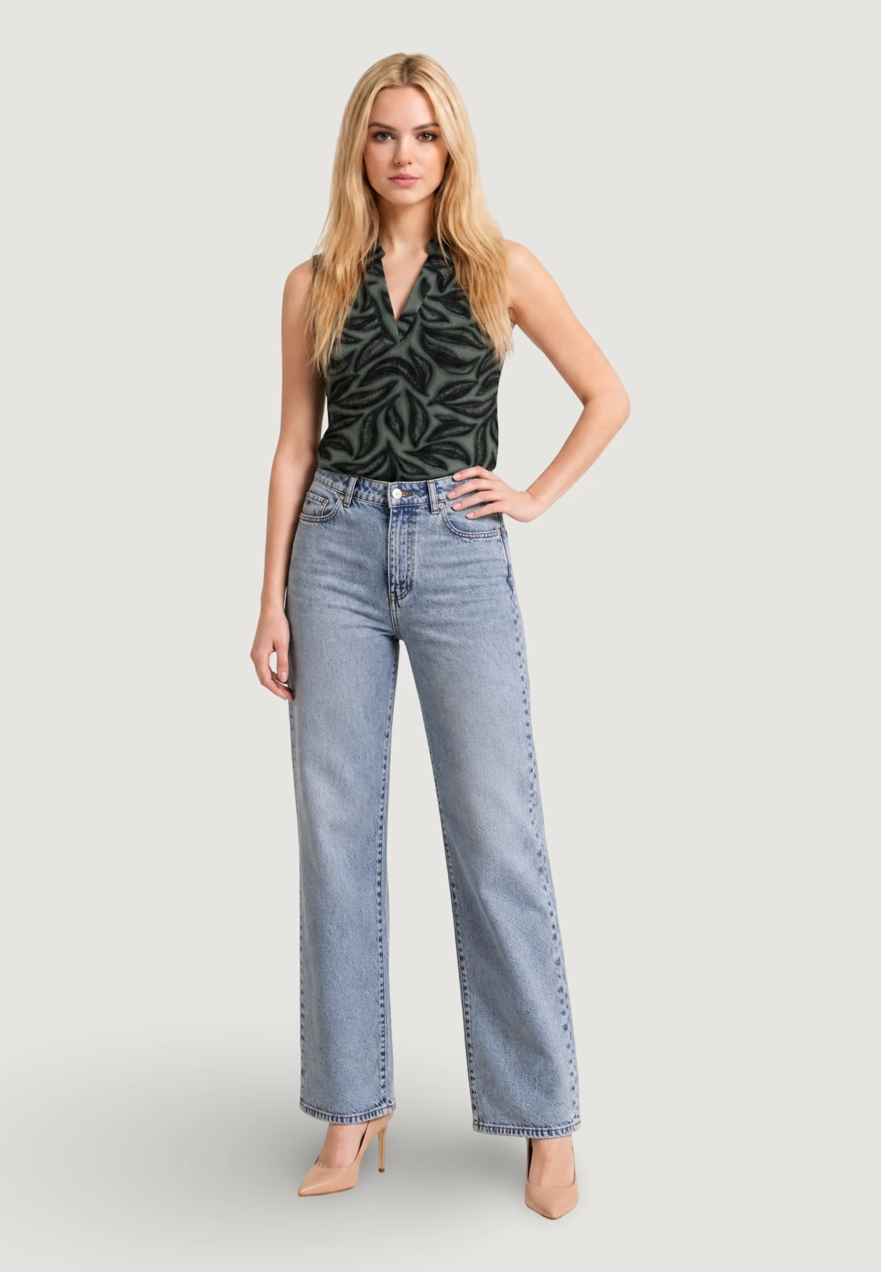Canotta Street One printed mat-mix top w.collar - Image 5