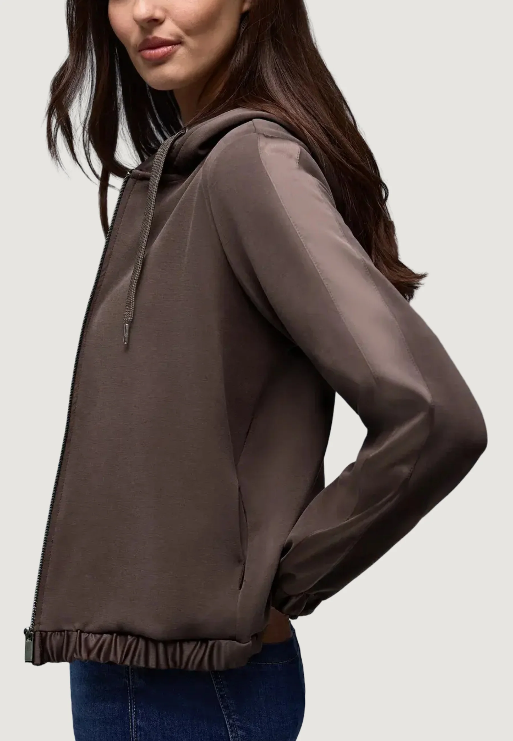 Felpa con cappuccio Street One short silk look hoody jacket - Image 3