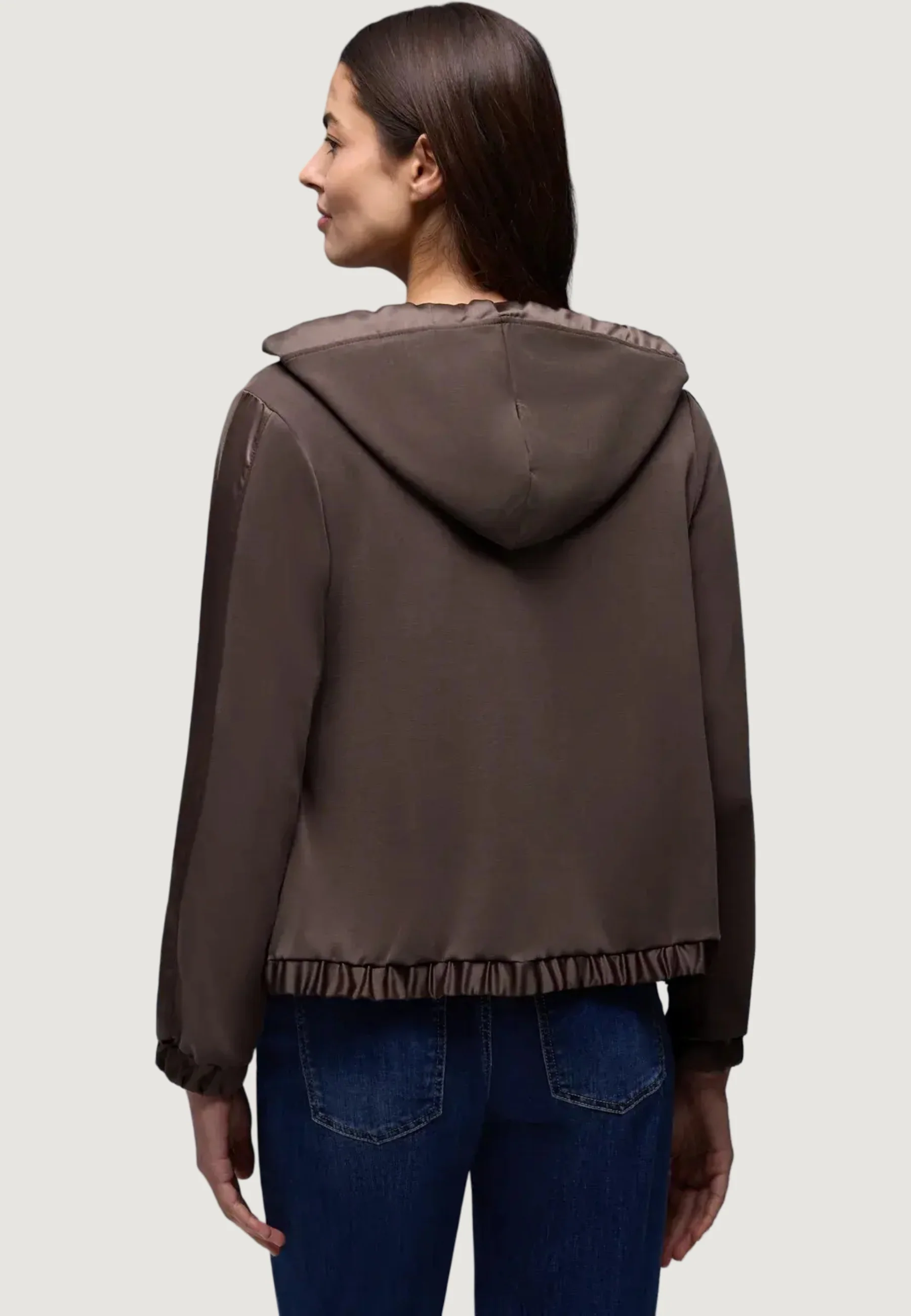 Felpa con cappuccio Street One short silk look hoody jacket - Image 5