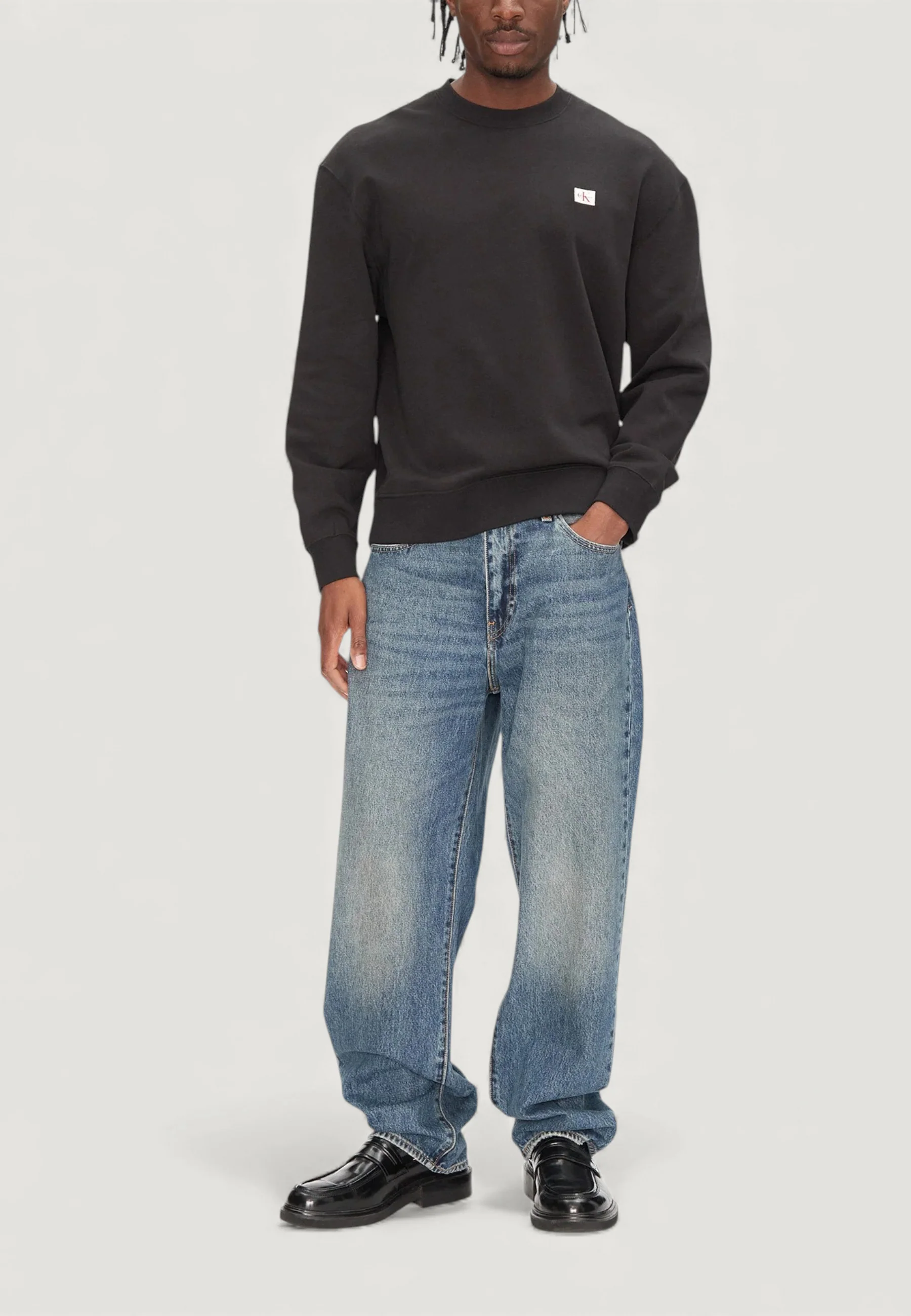 Felpa senza cappuccio Calvin Klein Jeans LS EU BADGE 350TERRY