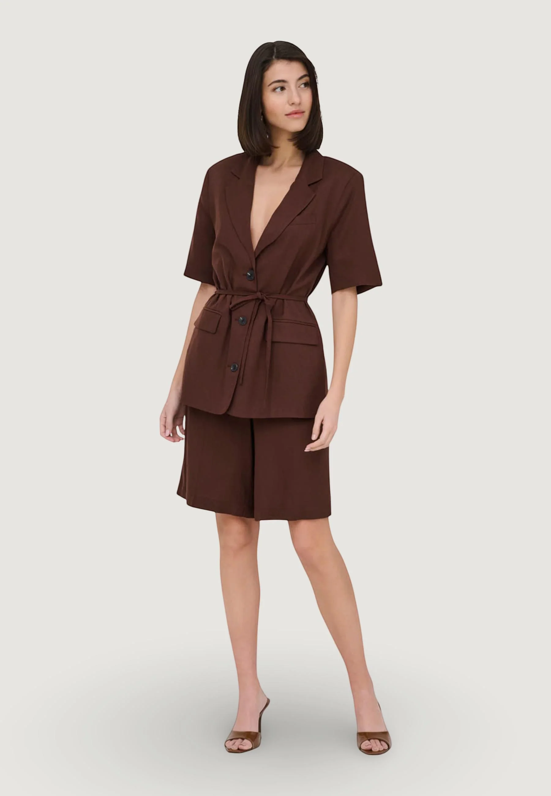 Giacca Jacqueline de Yong Jdynaomi Linen S/S Belt Blazer Tlr