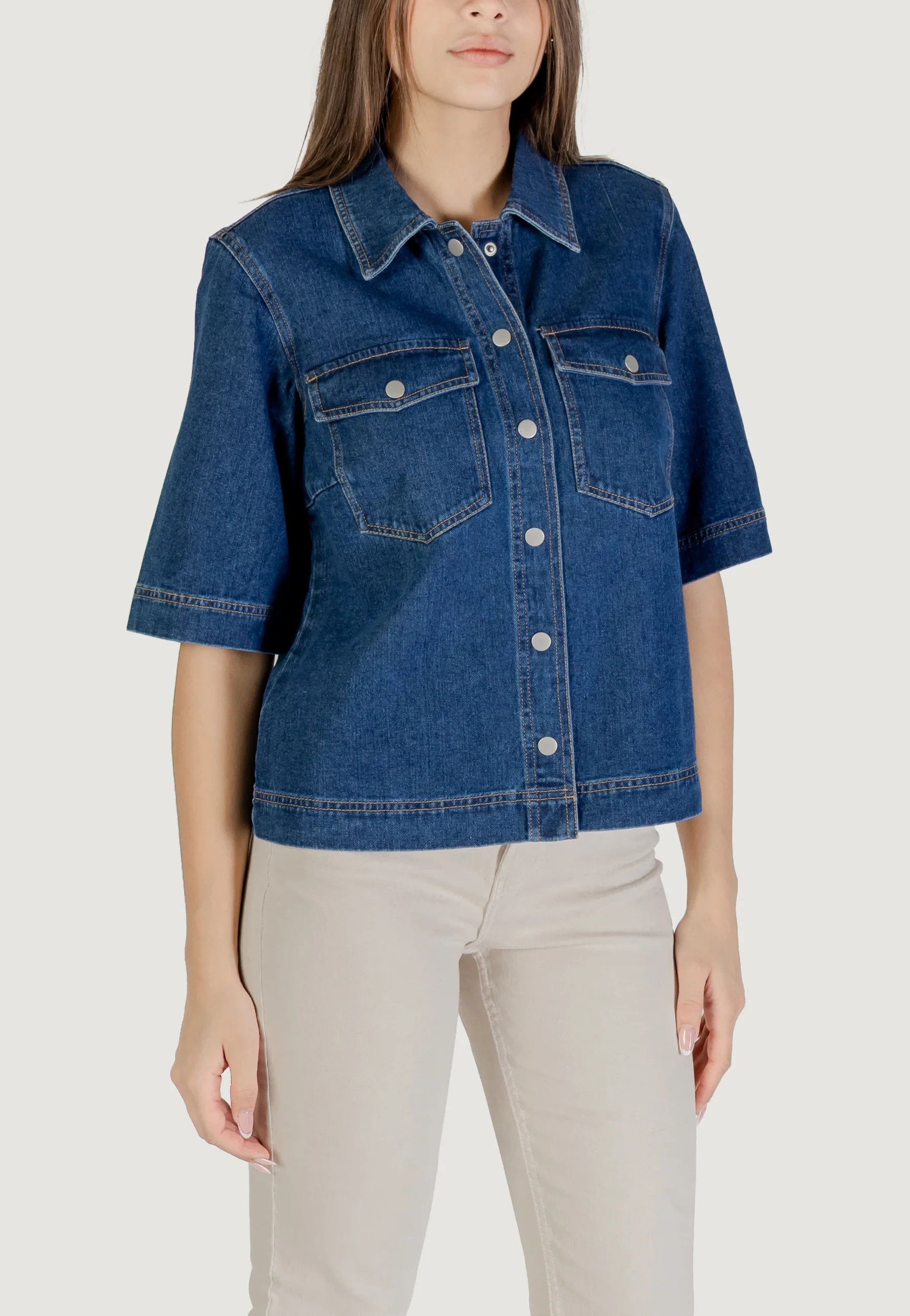 Camicia manica corta Only ONLBELLE S/S SHIRT DNM GUA NOOS - Image 2