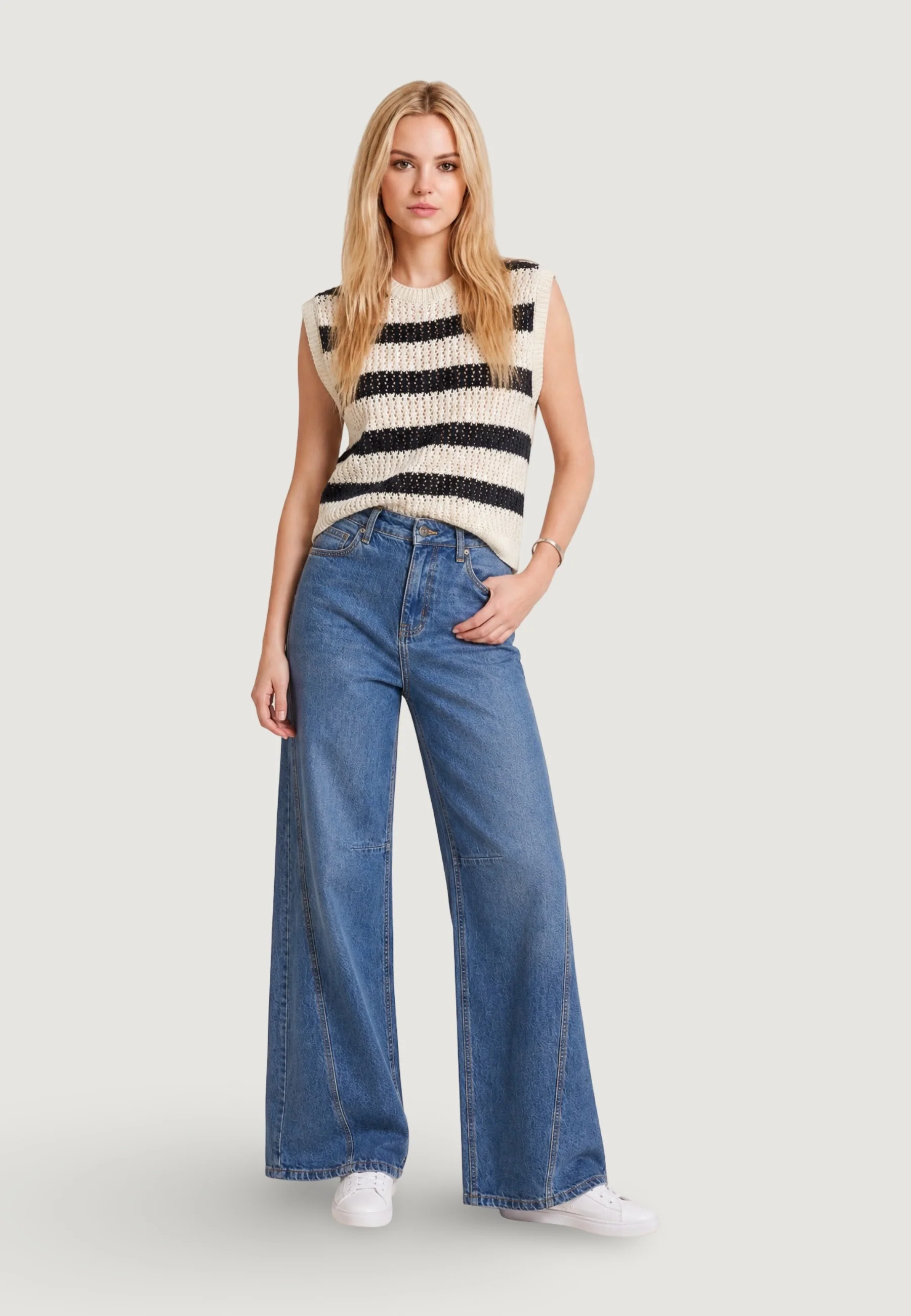 Maglia gilet I am Canotta Cotone Rigata - Image 3