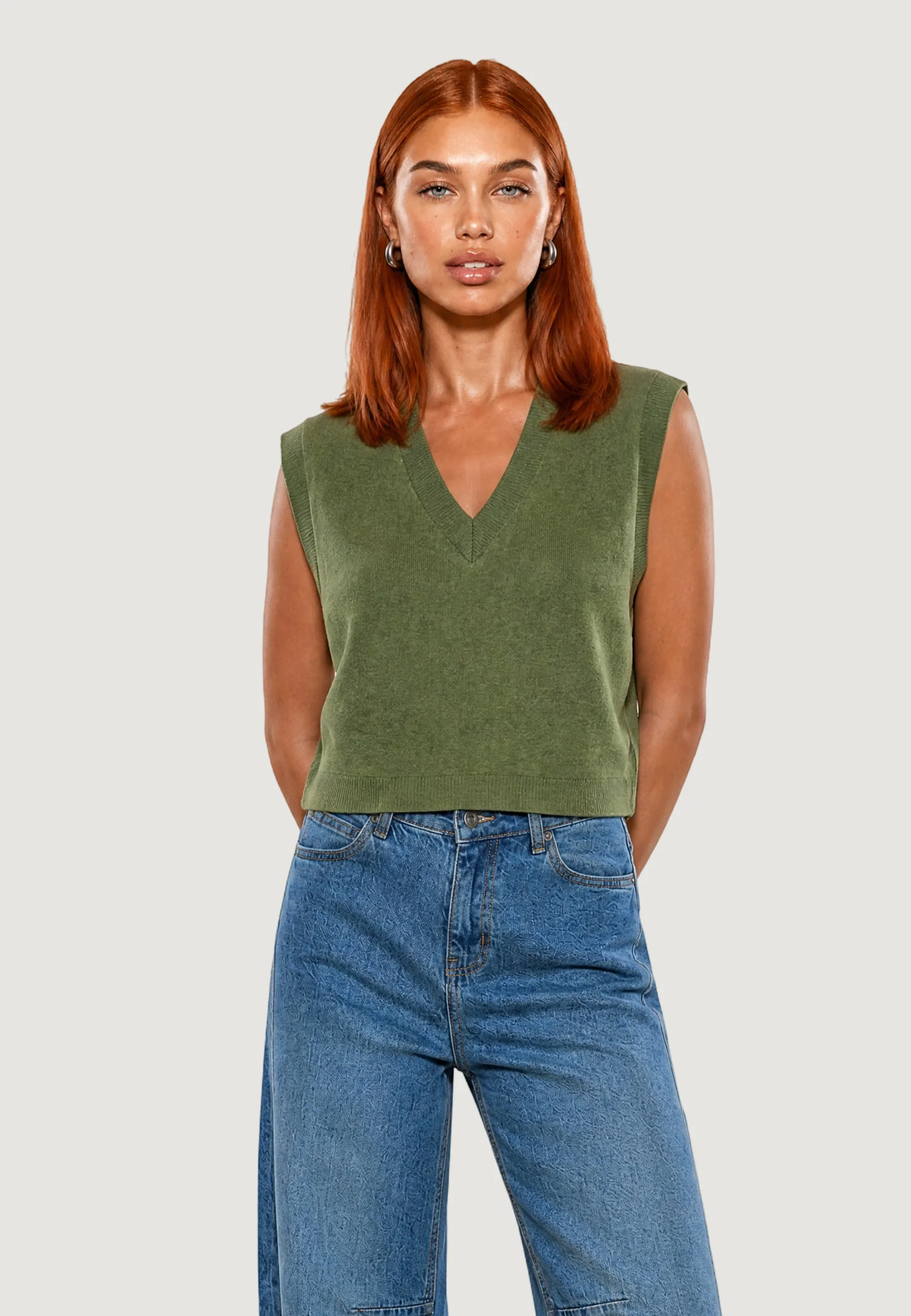 Maglia I am Gilet Cotone Acrilico Scollo V