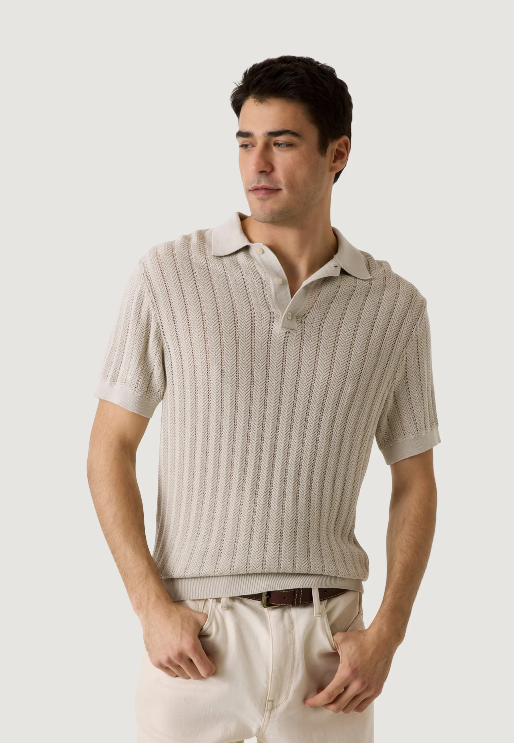 Maglia in filo manica corta Guess LONNY POLO SS HARRINGBONE STIT