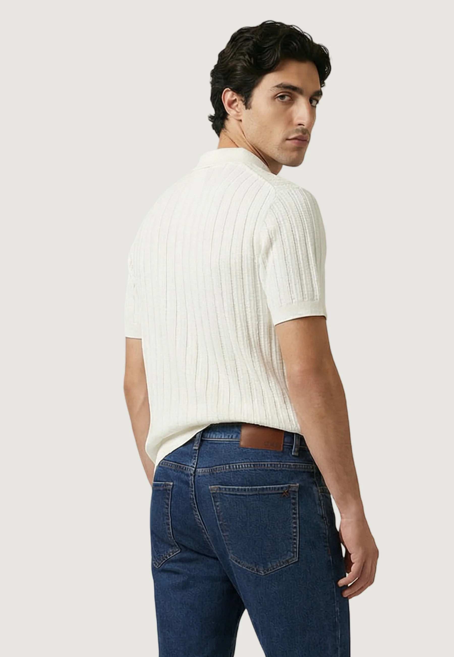 Maglia in filo manica corta Guess LONNY POLO SS HARRINGBONE STIT - Image 4