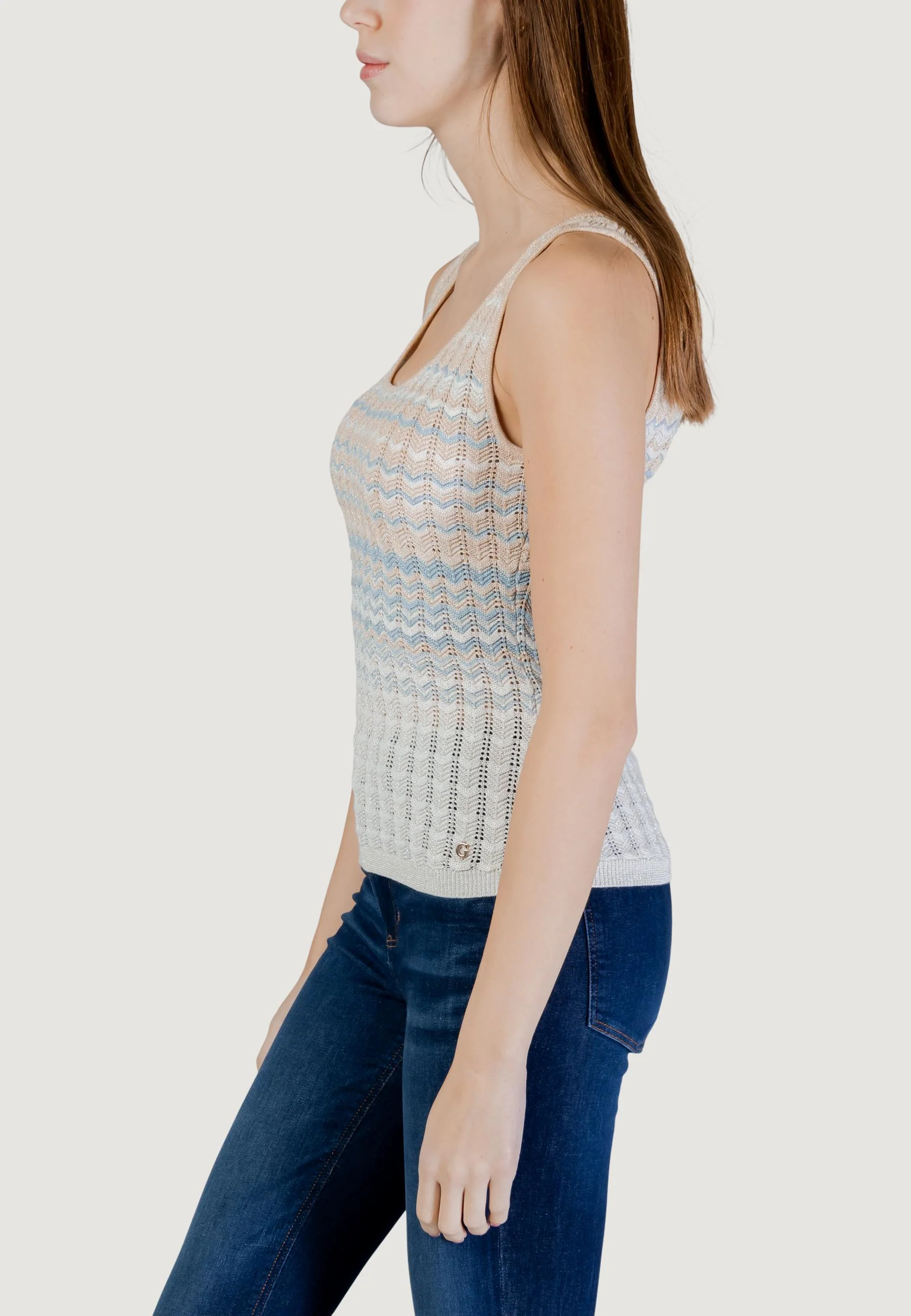 Maglia in filo manica corta Guess SL ROSALYN TANK TOP SWTR - Image 4