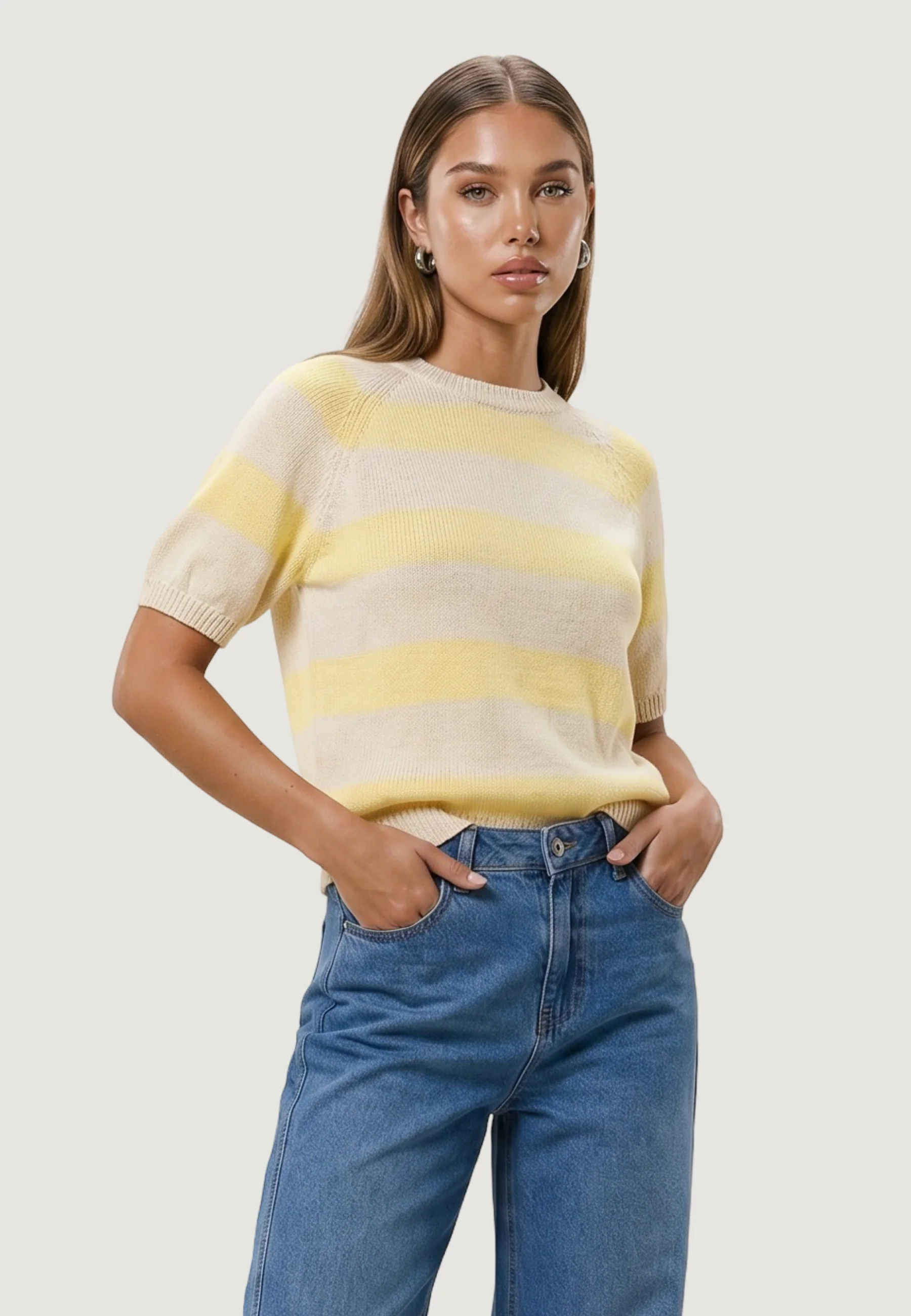 Maglia in filo manica corta I am Maglia Cotone Rigata