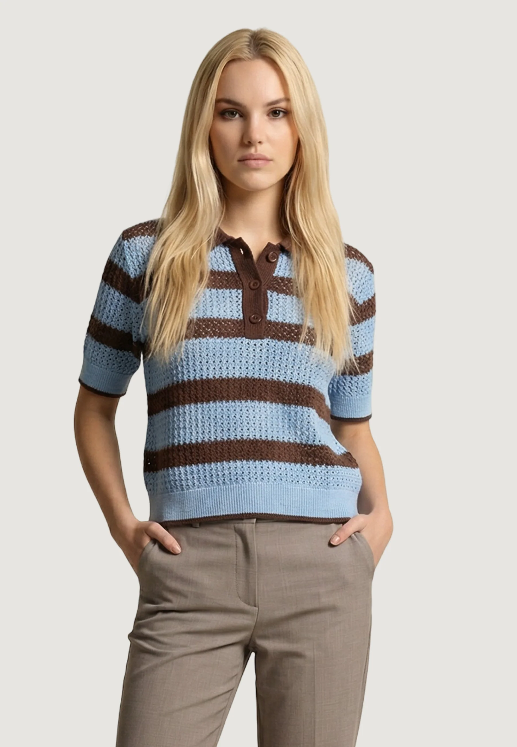 Maglia in filo manica corta I am Polo Cotone Rigato