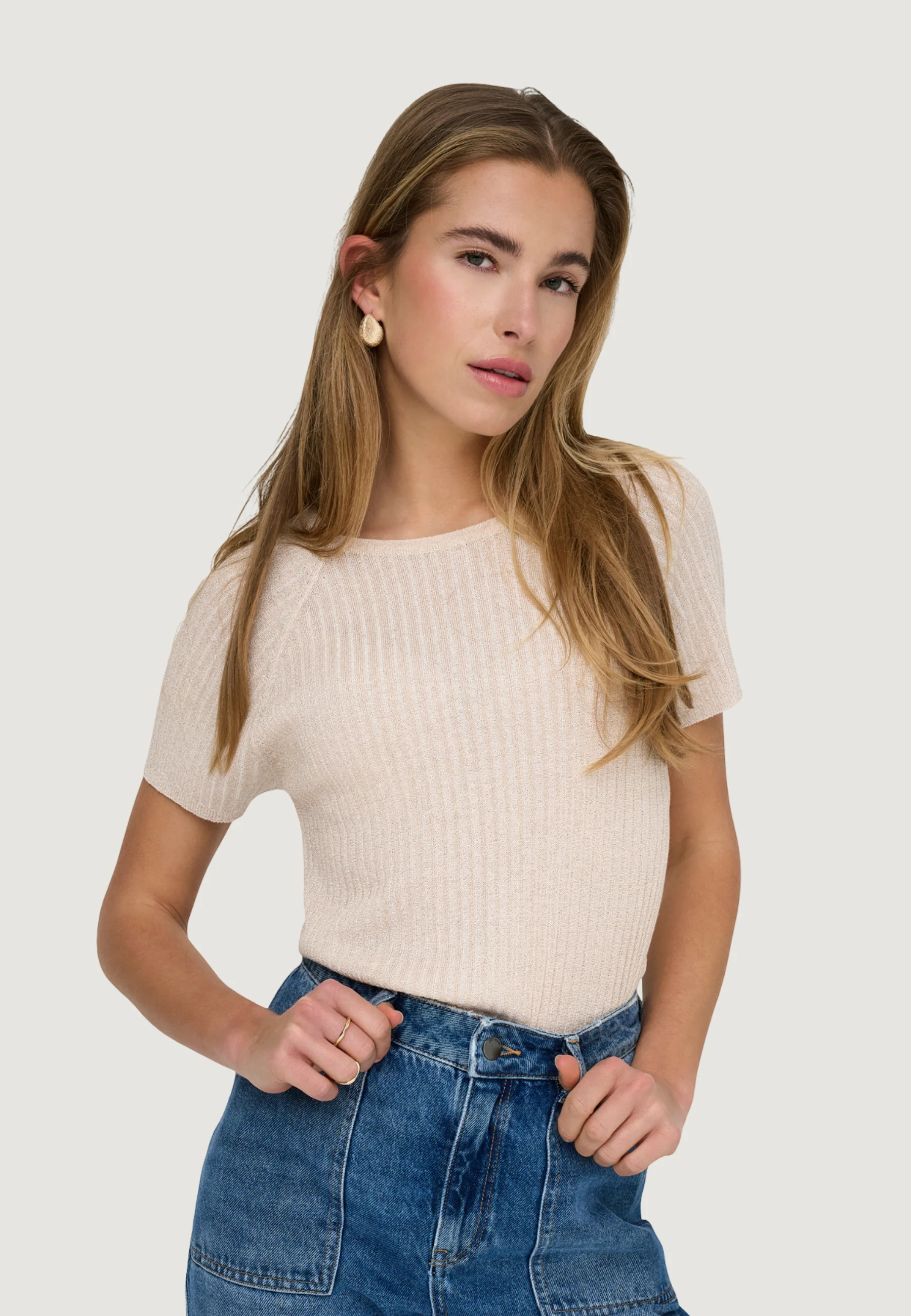 Maglia in filo manica corta Jacqueline de Yong Jdybodilla S/S Glitter Pullover Knt Noos