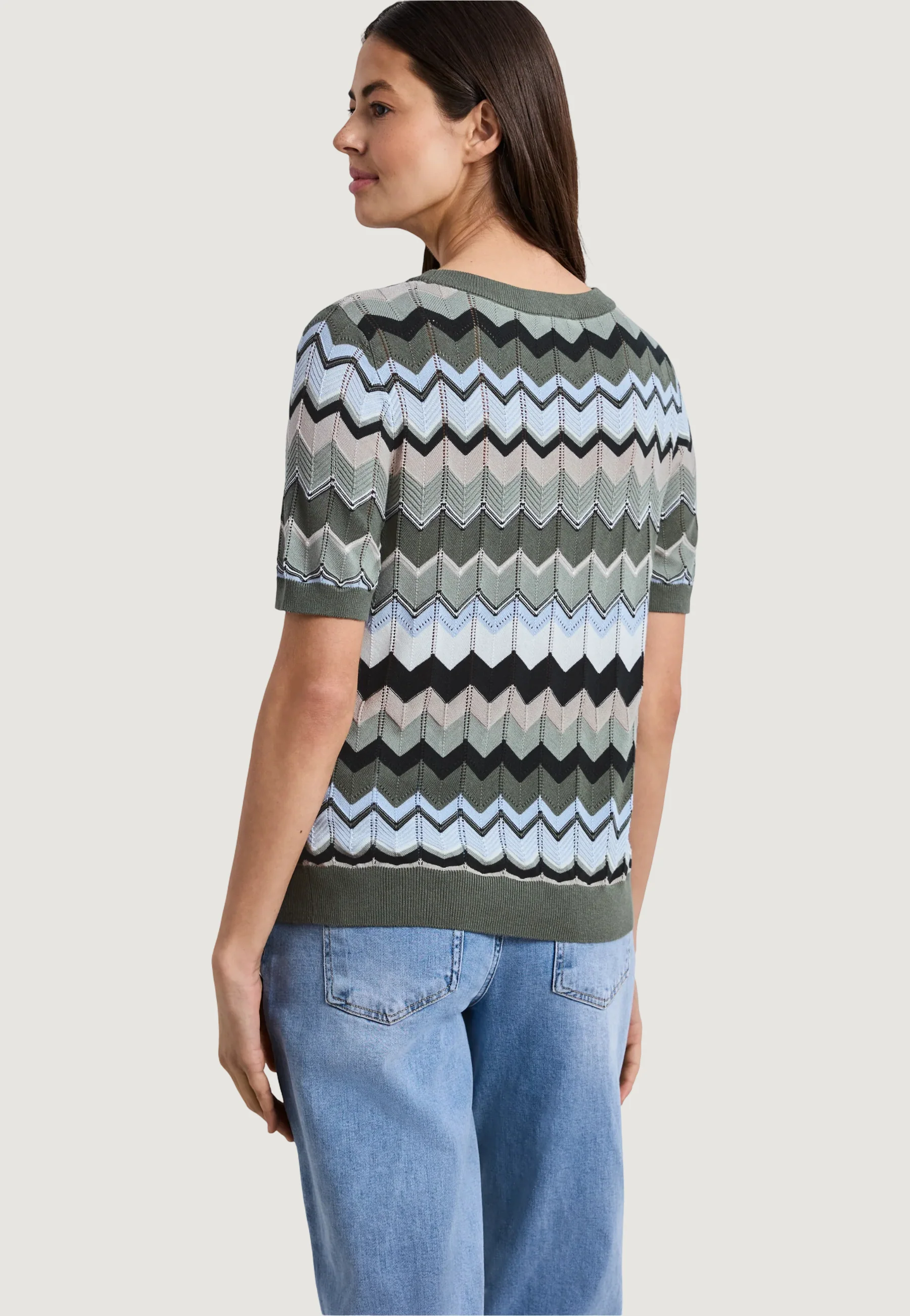 Maglia in filo manica corta Street One multicolor zig-zag sweater - Image 2