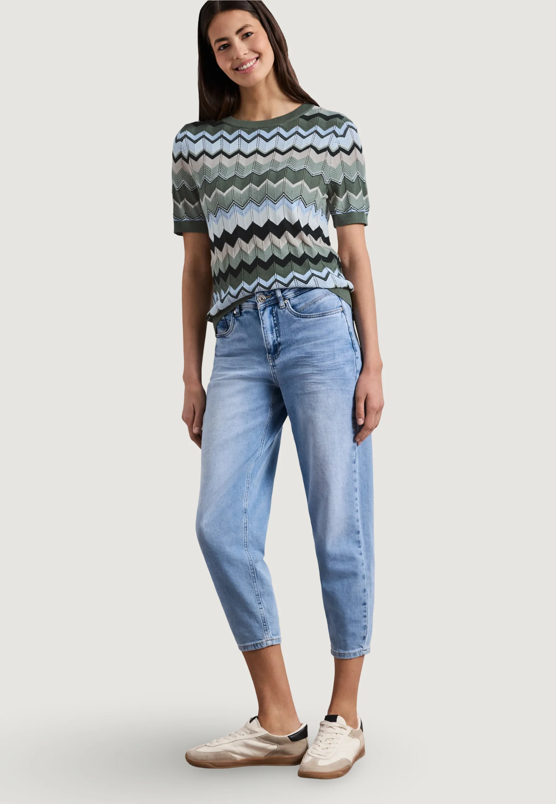 Maglia in filo manica corta Street One multicolor zig-zag sweater - Image 3