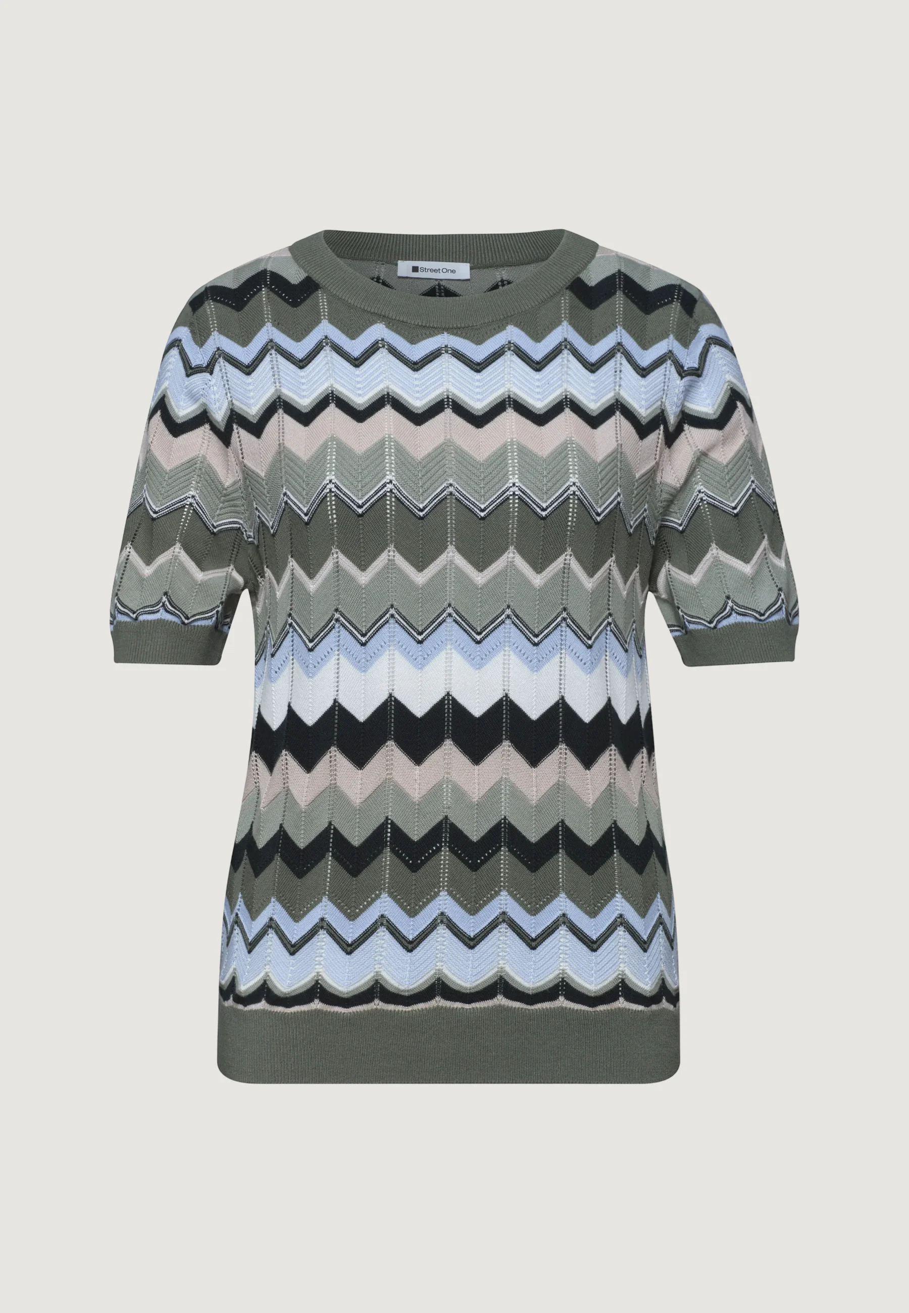 Maglia in filo manica corta Street One multicolor zig-zag sweater - Image 4