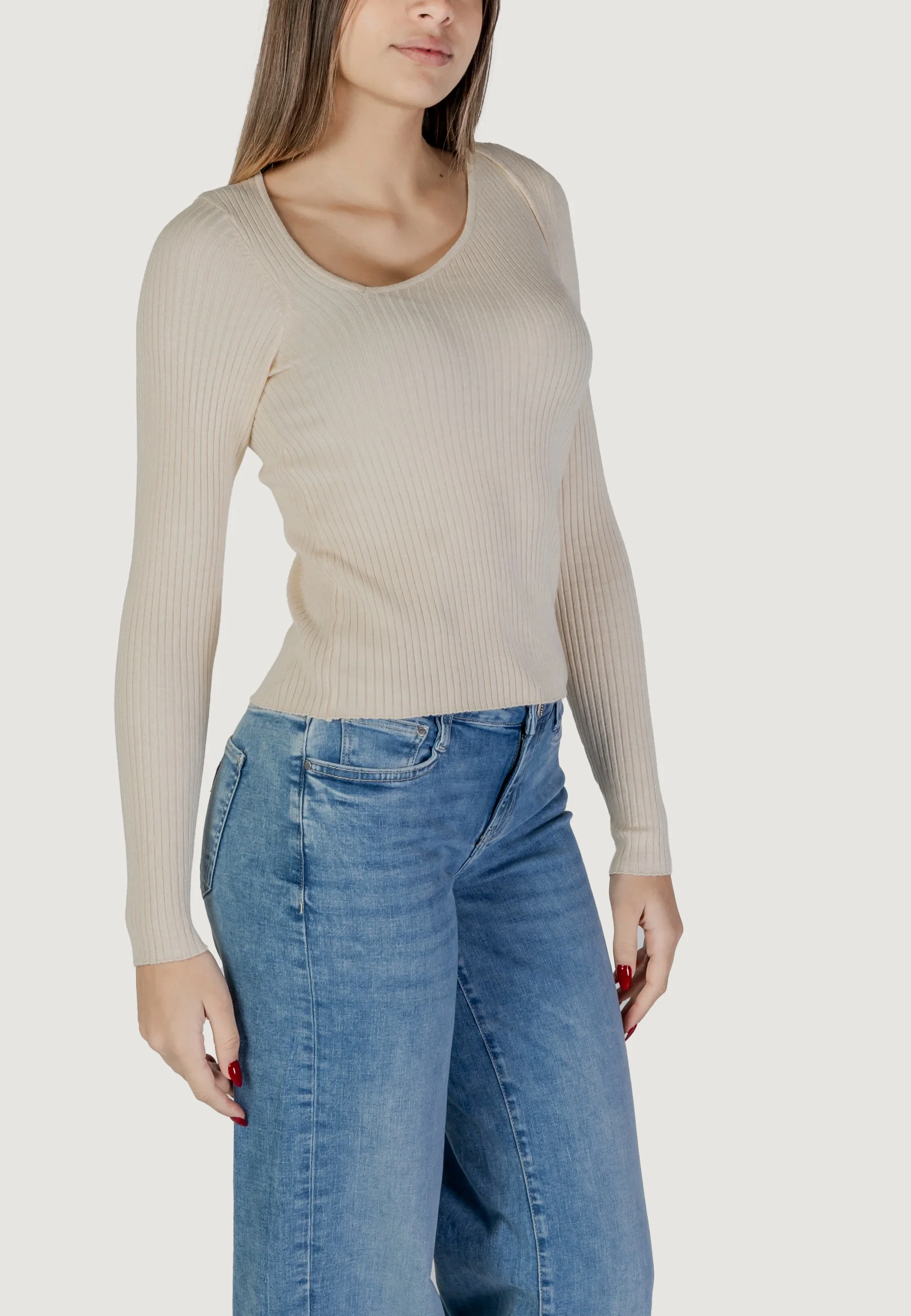 Maglia Vila Clothes VINELLY L/S NECK DETAIL KNIT TOP/PB - Image 3