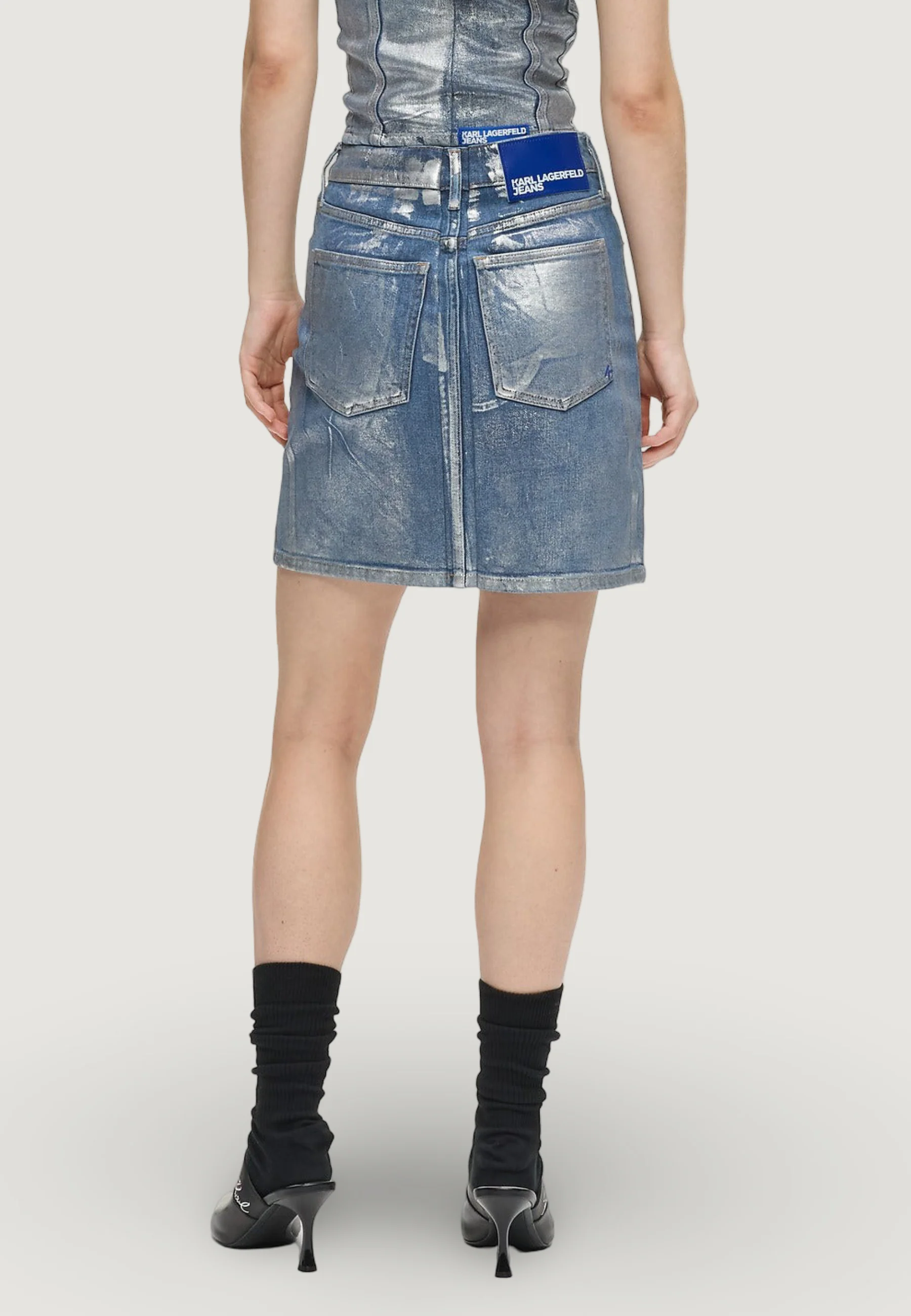 Minigonna Karl Lagerfeld Jeans KLJ Hr Coated Dnm Mini Skirt - Image 3