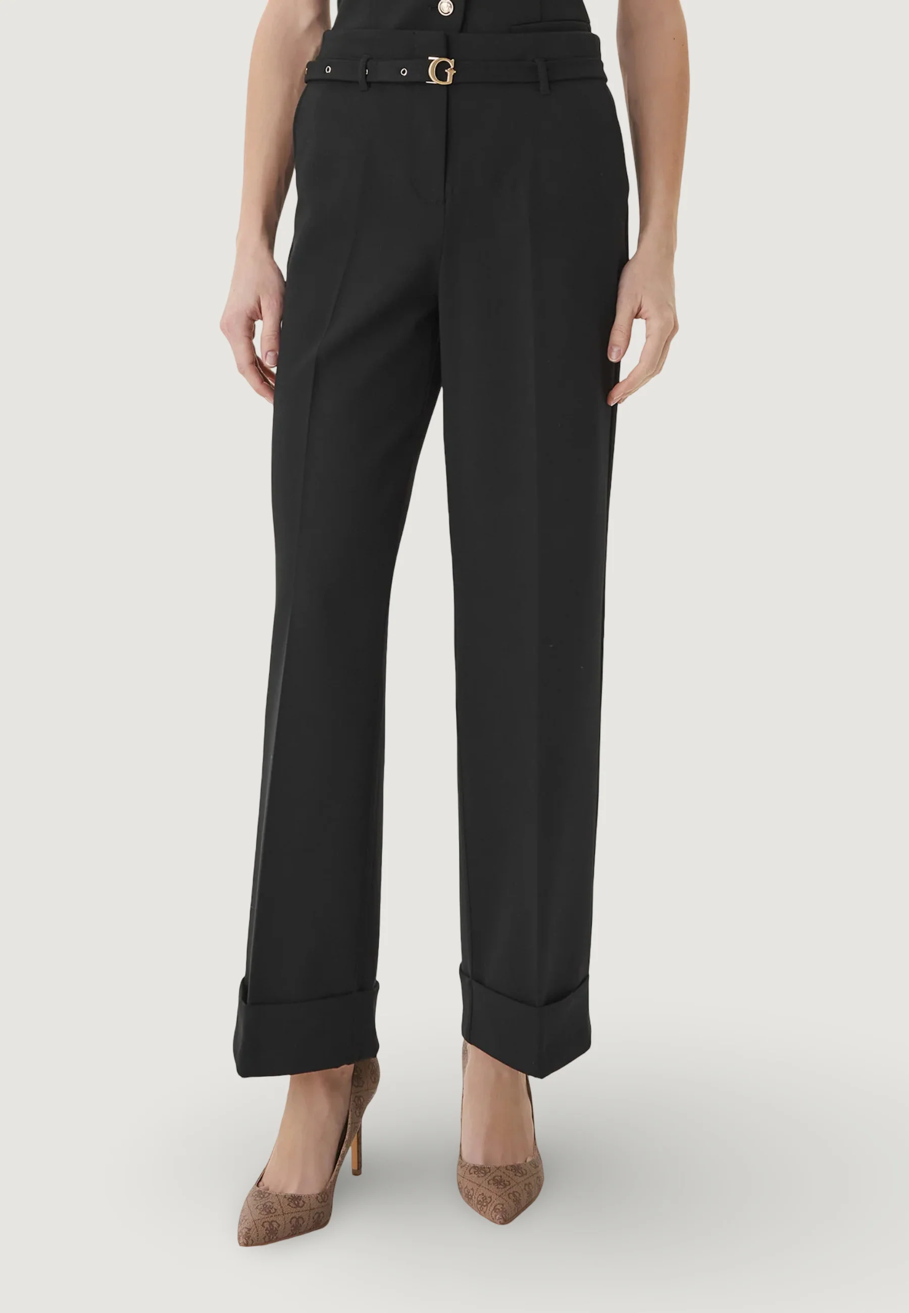 Pantaloni a palazzo Guess STRUCTURED CREPE G-BELT PANTS