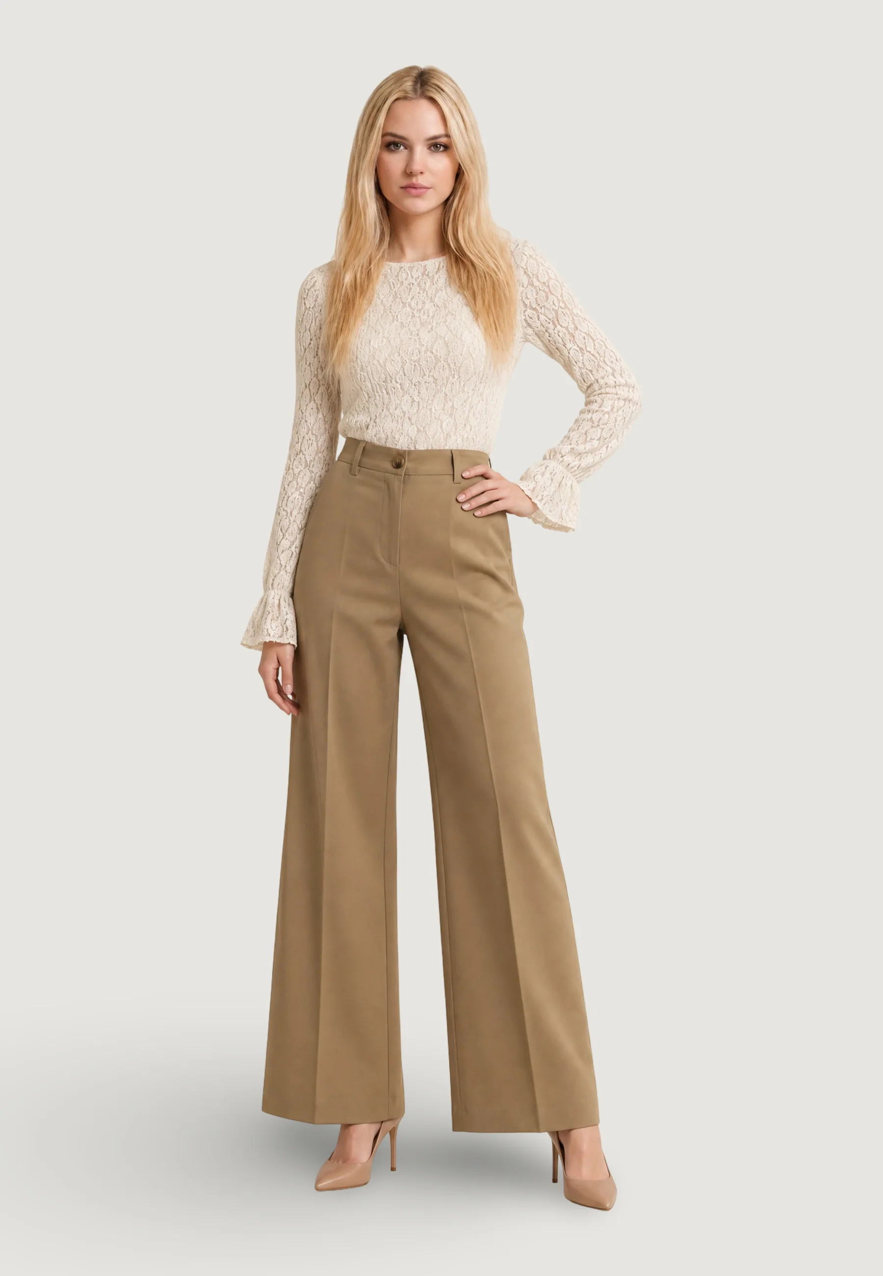 Pantaloni a palazzo I am Pantaloni Cotone Vita Alta - Image 4