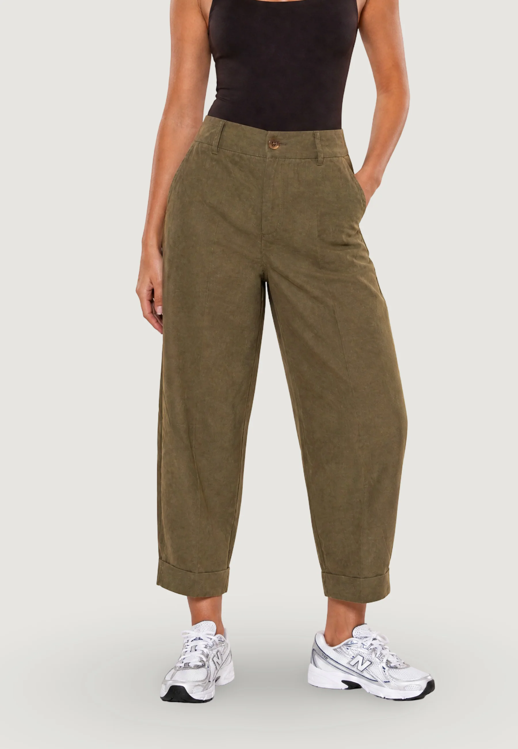 Pantaloni cropped I am Pantaloni Cotone Risvolto