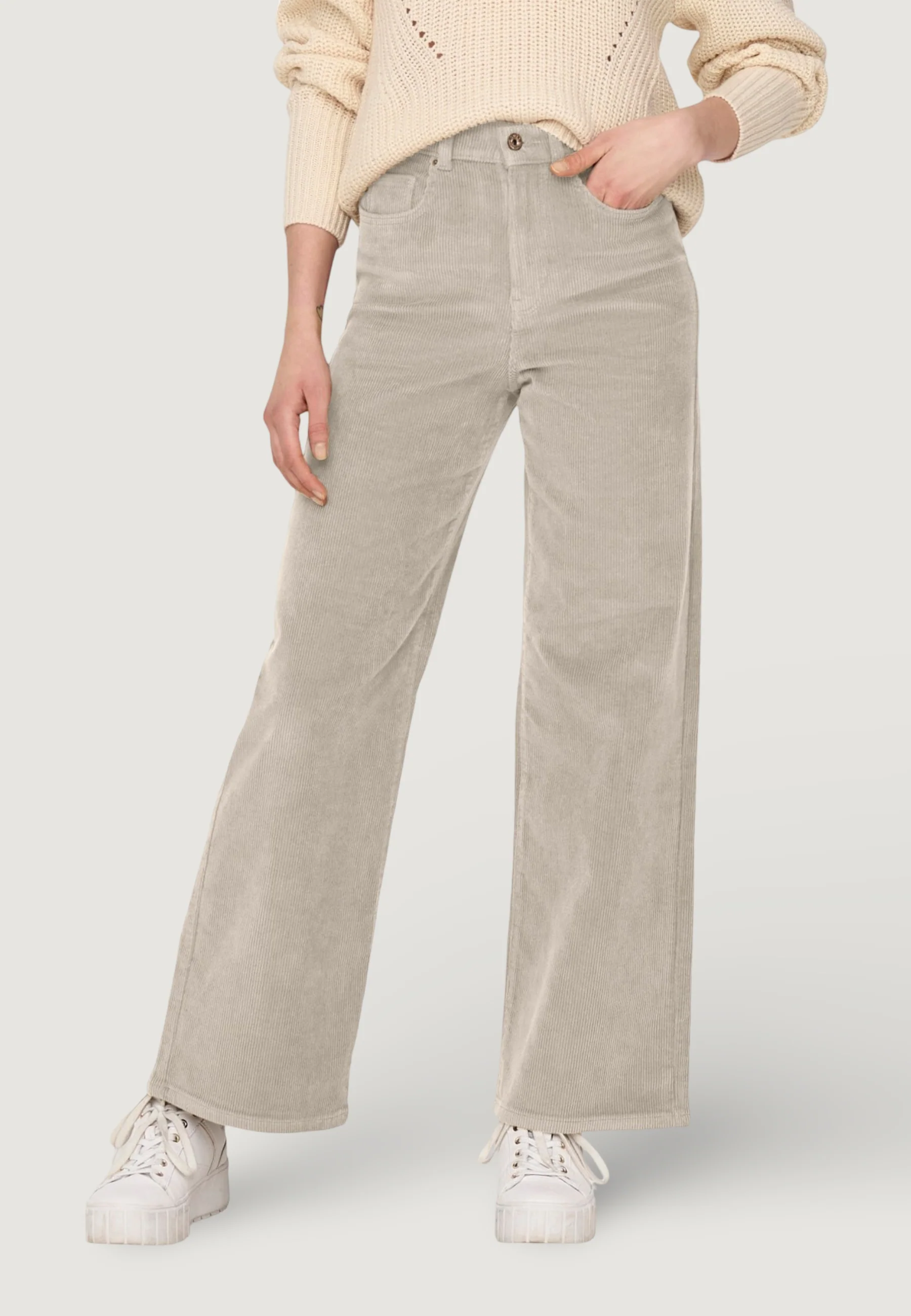 Pantaloni cropped Only ONLHOPE GLOBAL EX HW WIDE CORD PNT NOOS