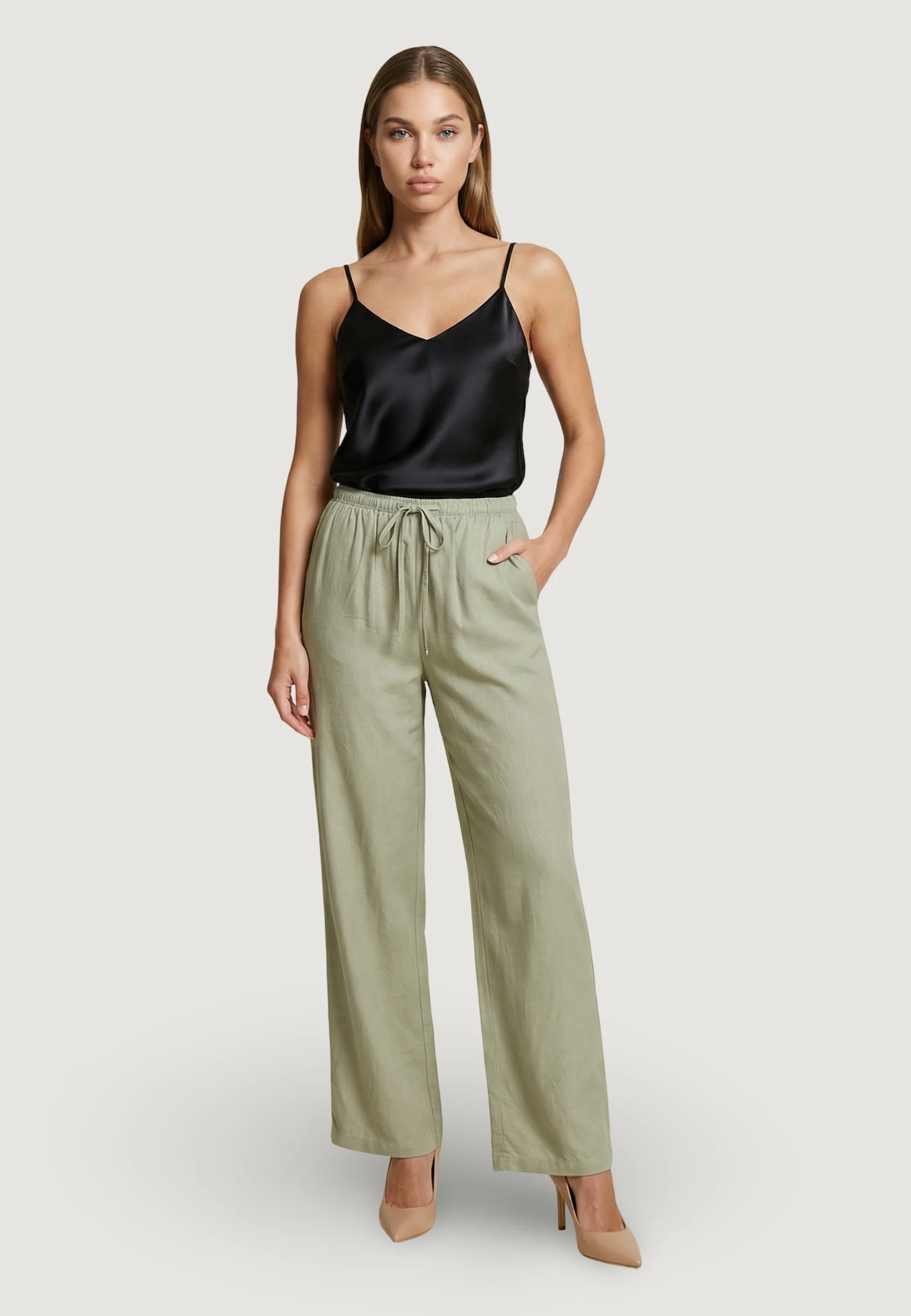 Pantaloni regular Jacqueline de Yong Jdycaya Linen Mw Pant Wvn Dia - Image 4