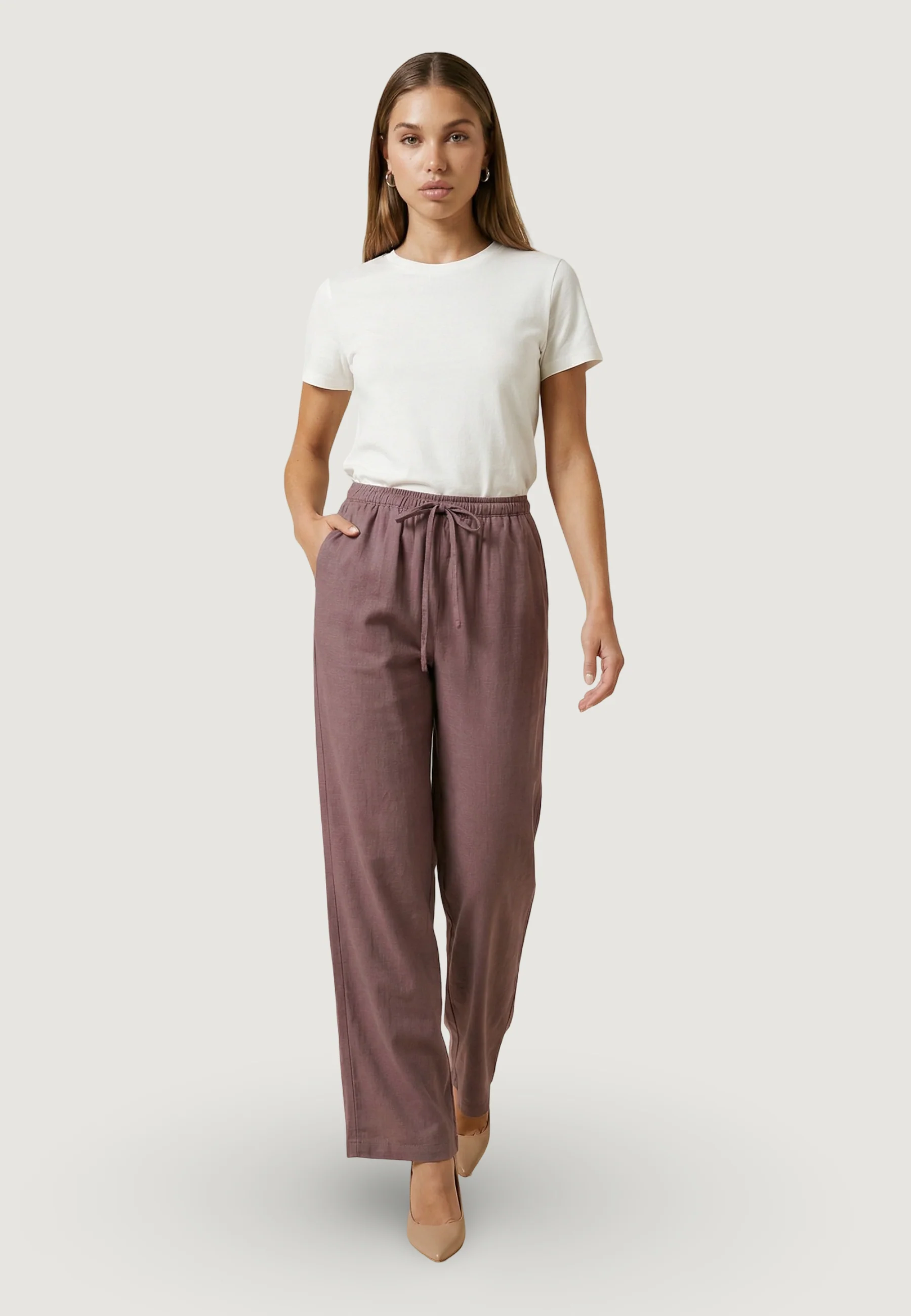 Pantaloni regular Jacqueline de Yong Jdycaya Linen Mw Pant Wvn Dia - Image 4