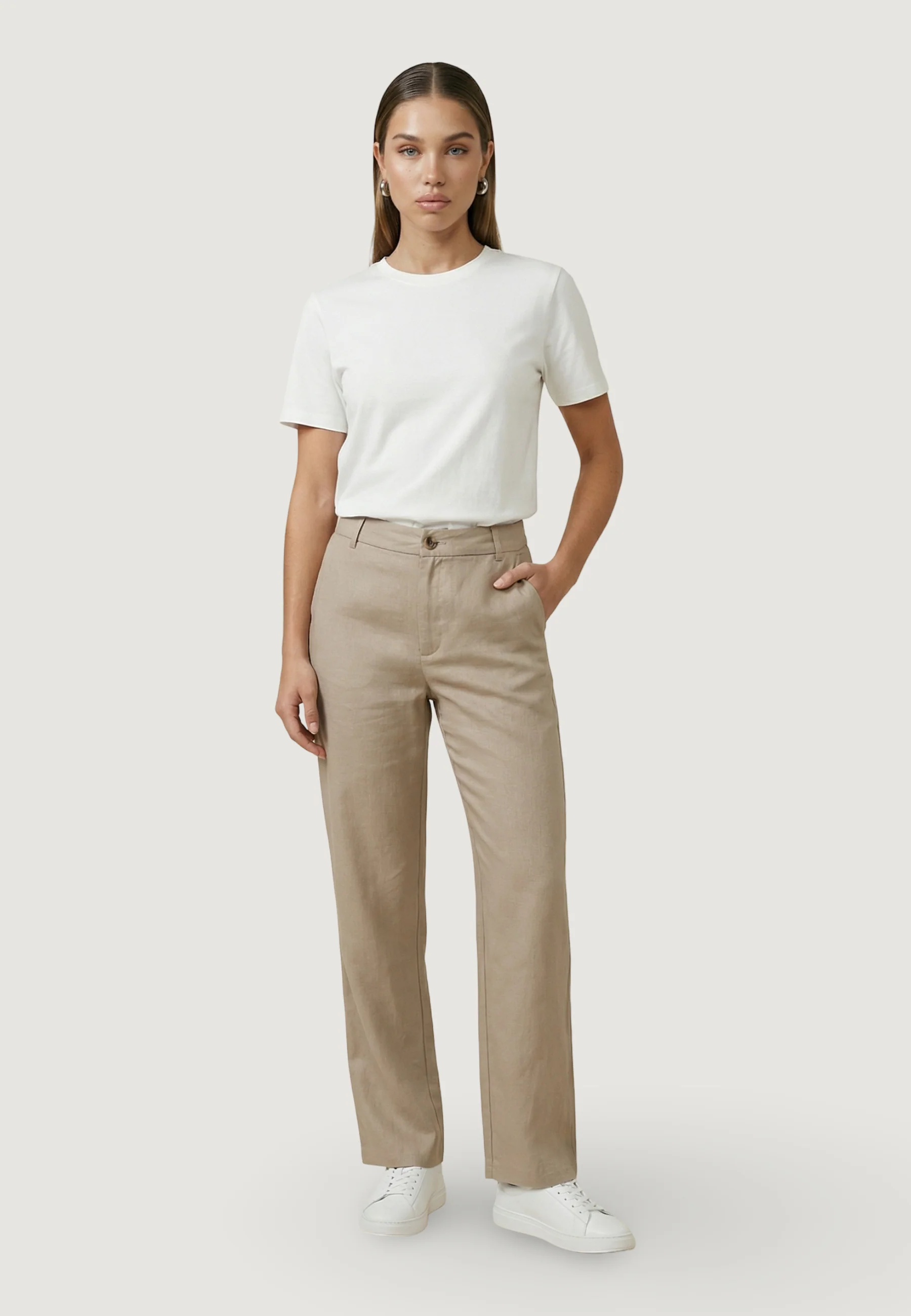 Pantaloni regular Only Onlaris Life Mw Straight Pants Wvn Cc - Image 5