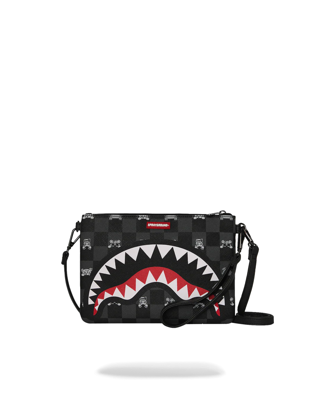 Pochette e beauty Sprayground GRAY PEEKING CHARACTER CHECK CROSSBODY POUCHETTE