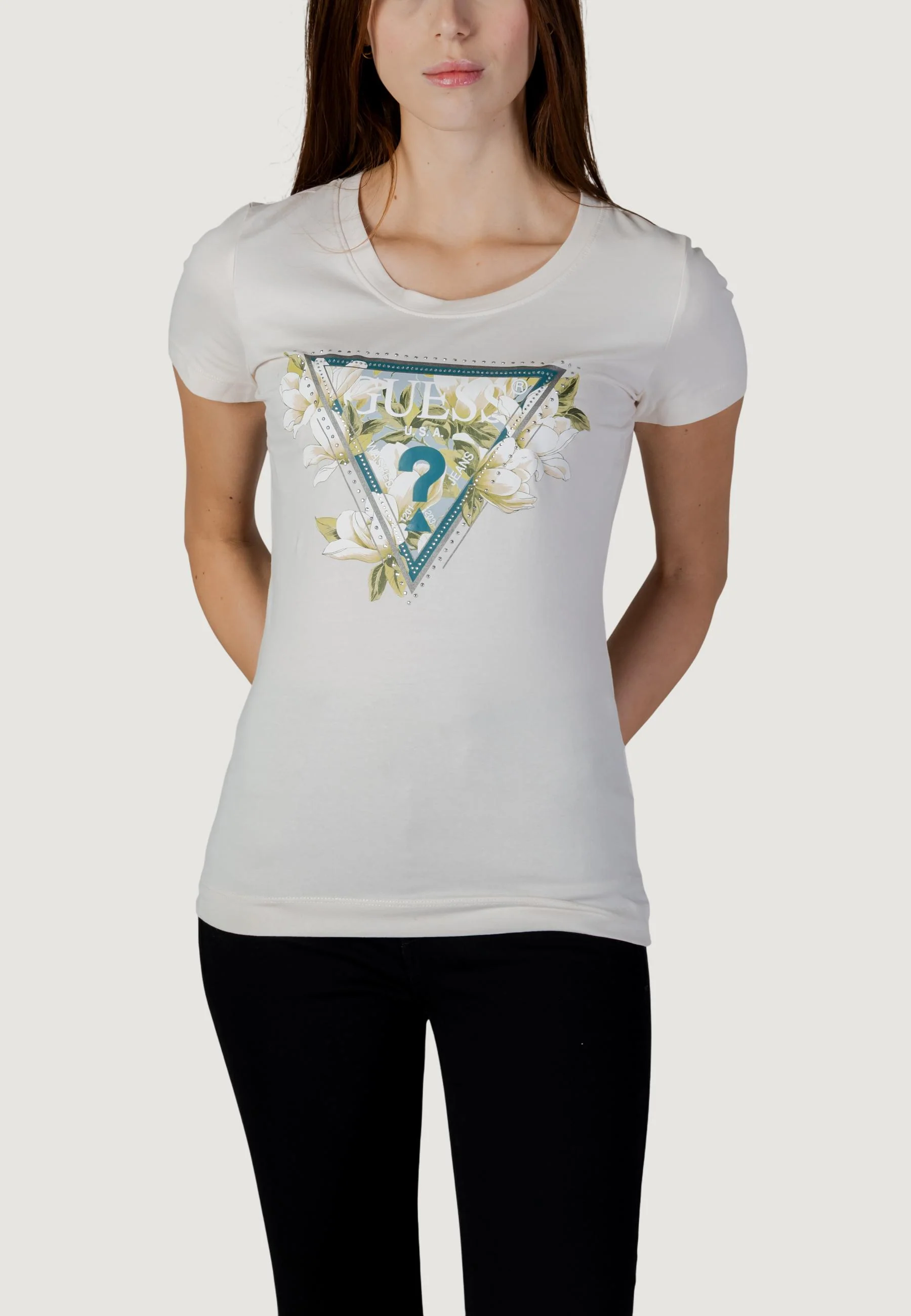 T-shirt Guess SS CN CAMELIA TRIANGLE TEE