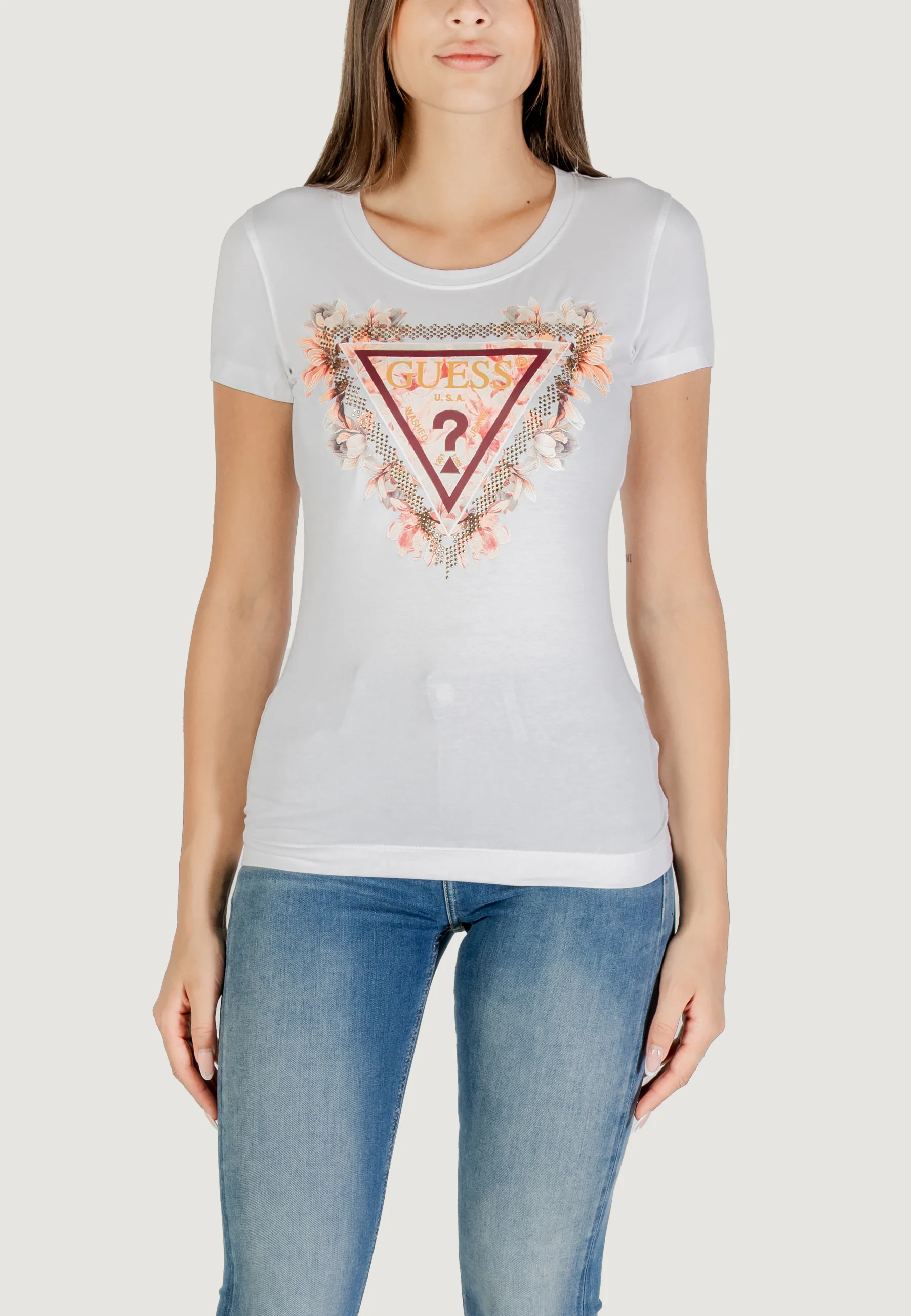 T-shirt Guess SS TRIANGLE FLOWERS TEE
