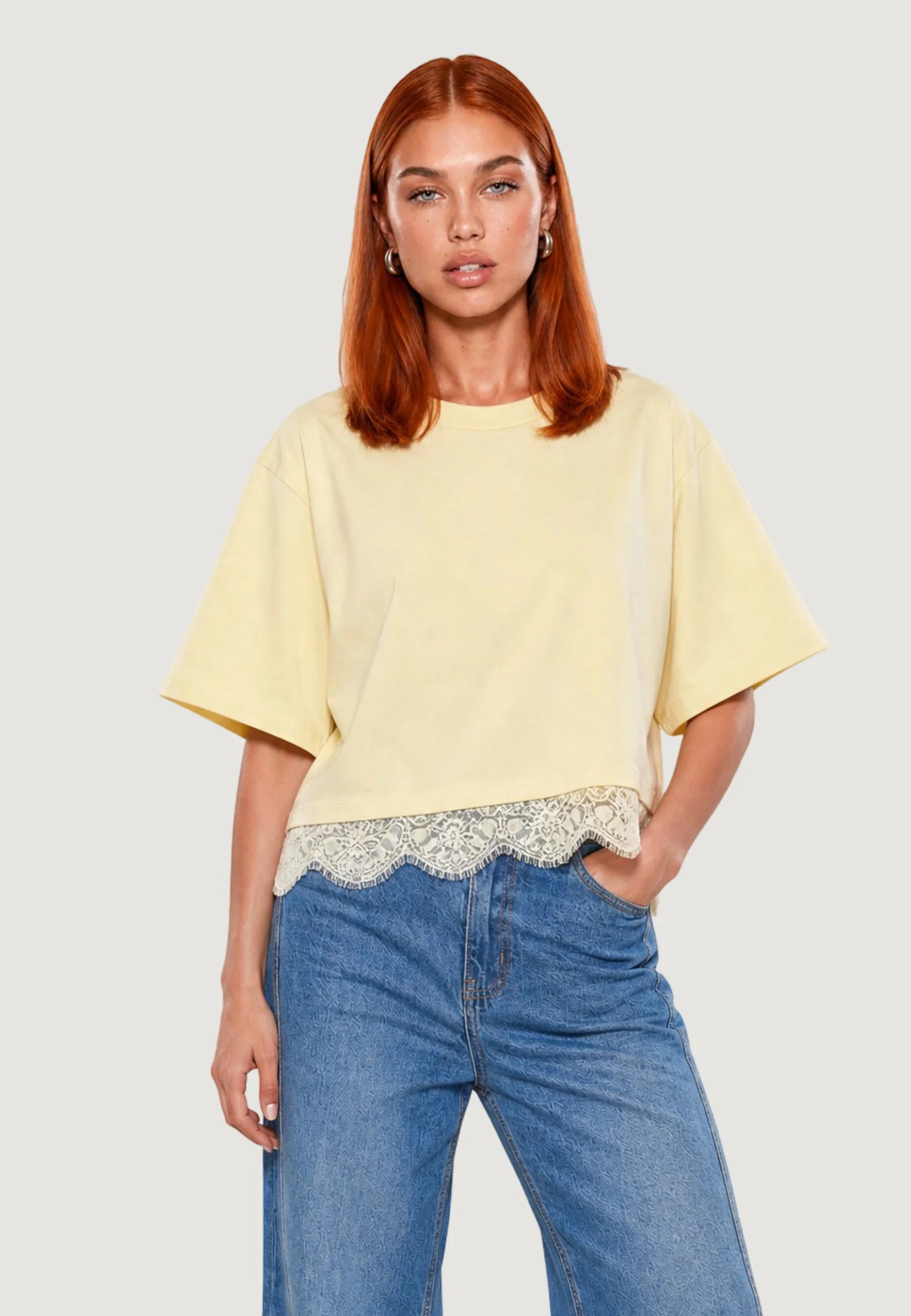 T-shirt I am T-shirt Cotone Pizzo