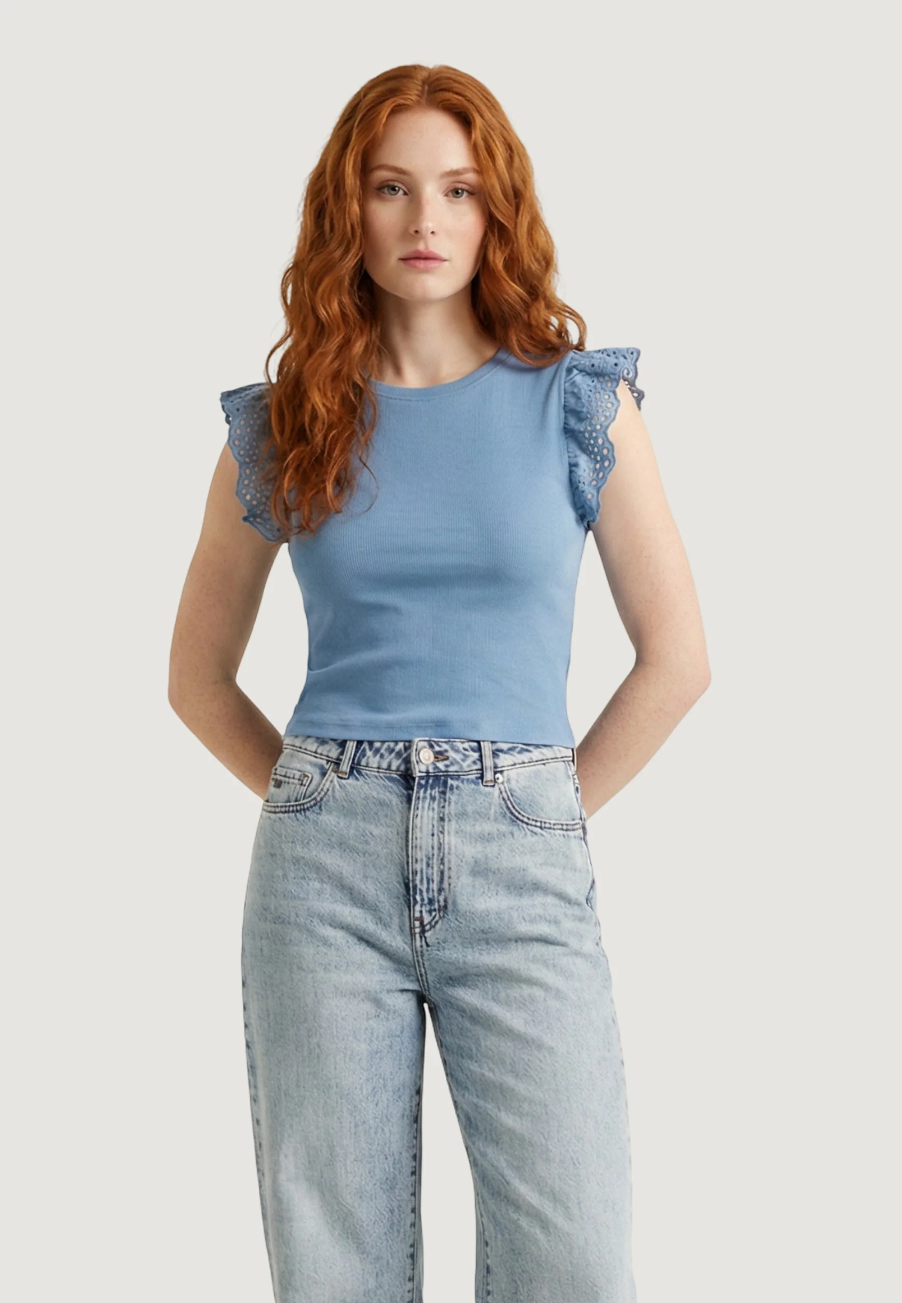 Top Only Onlmathilda S/L Lace Detail Jrs Noos