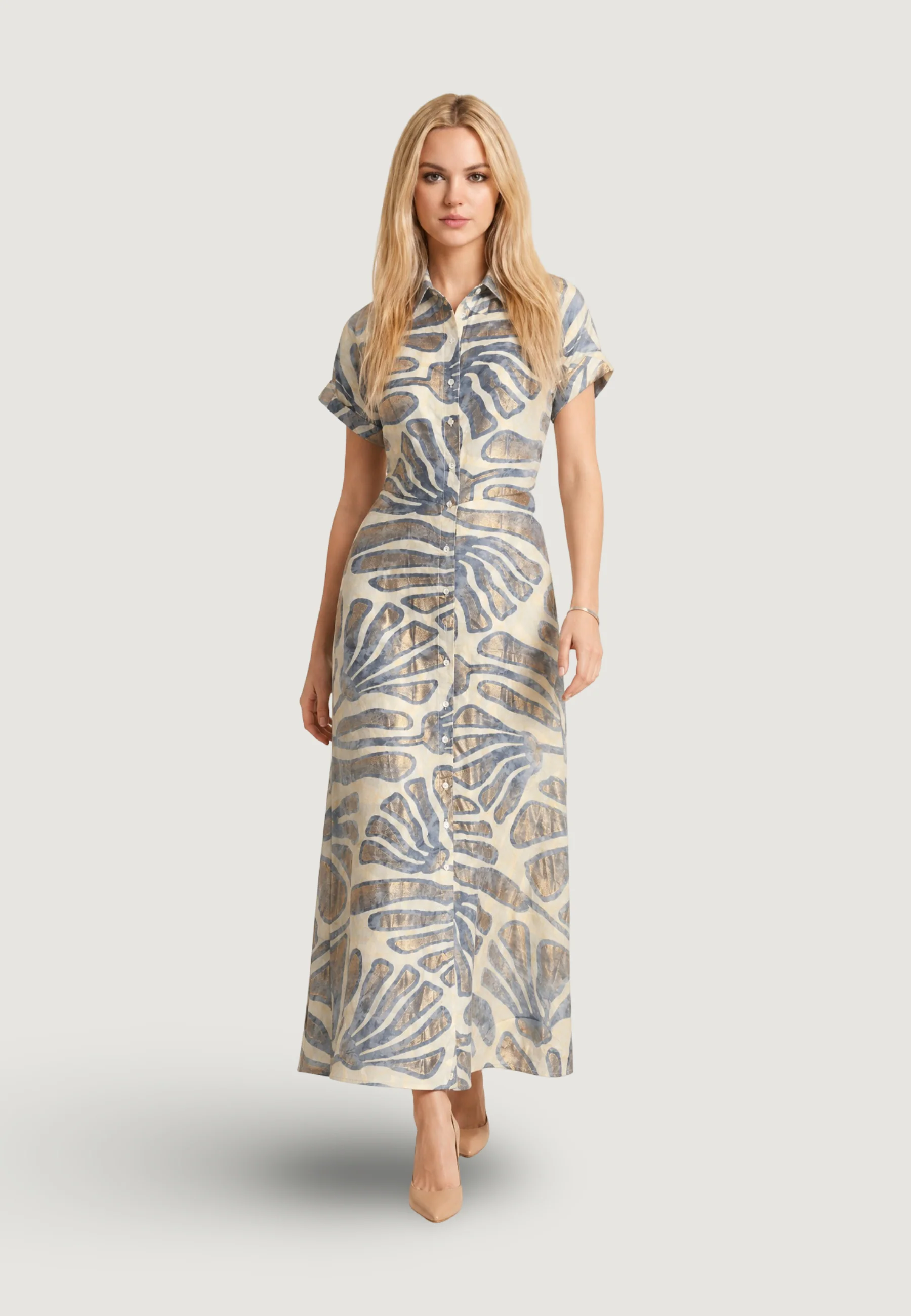 Vestito lungo Ayfee ABITO CHEMISIER LUNGO CON CINTURA