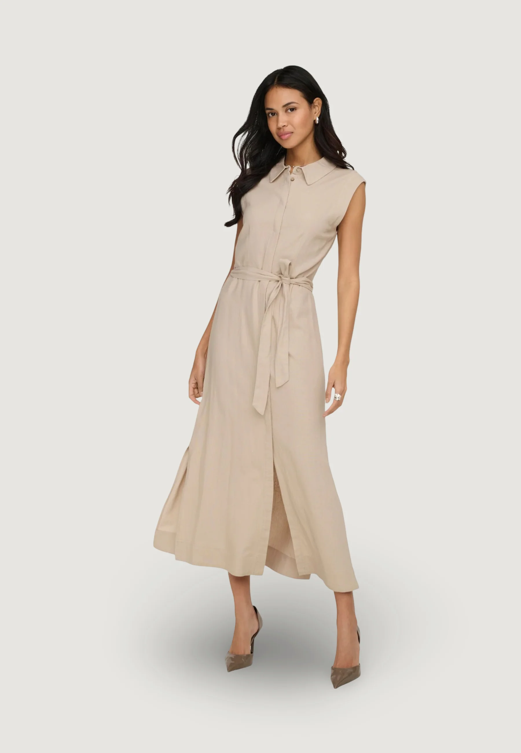 Vestito lungo Only Onlgoa Sl Linen Bl Shirt Dress Cc Pnt